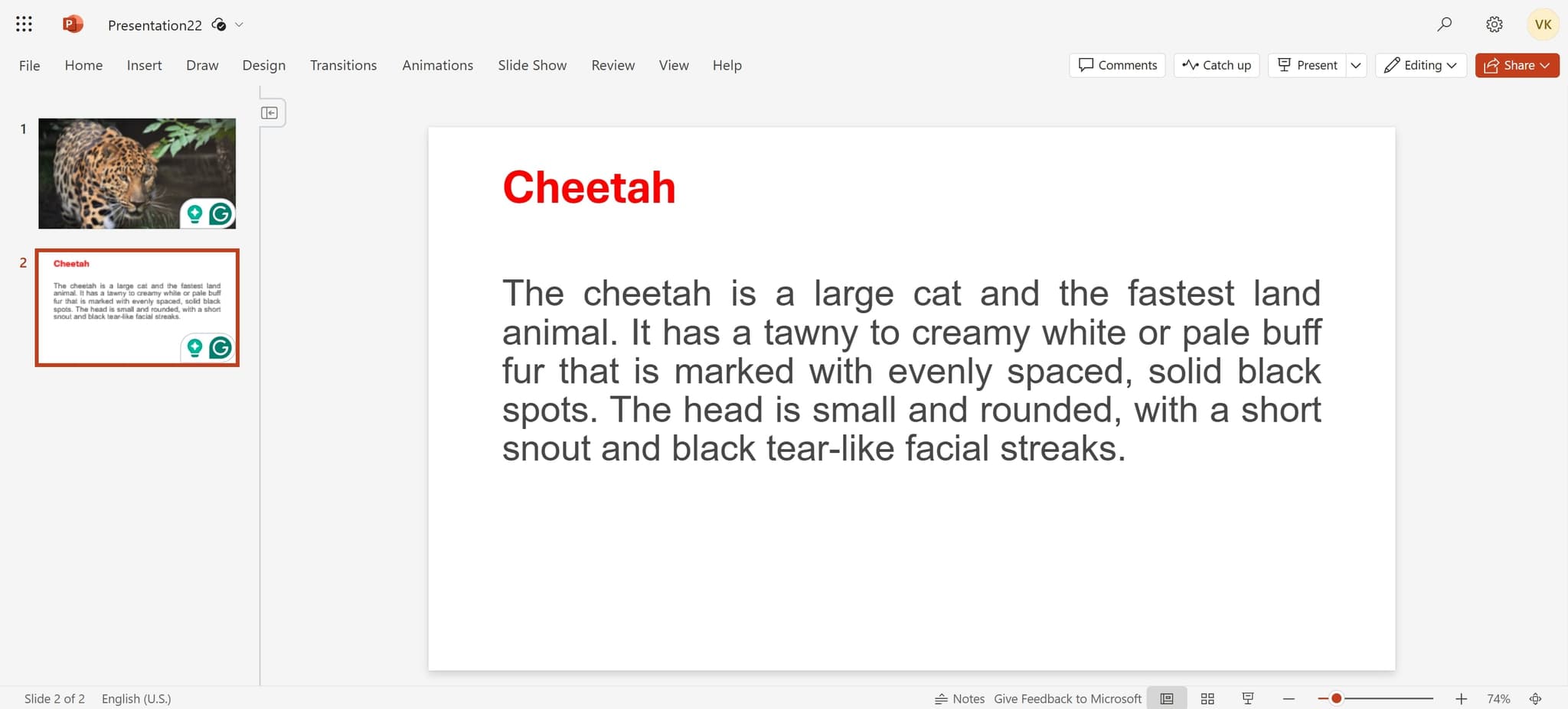 Select the slide to remove