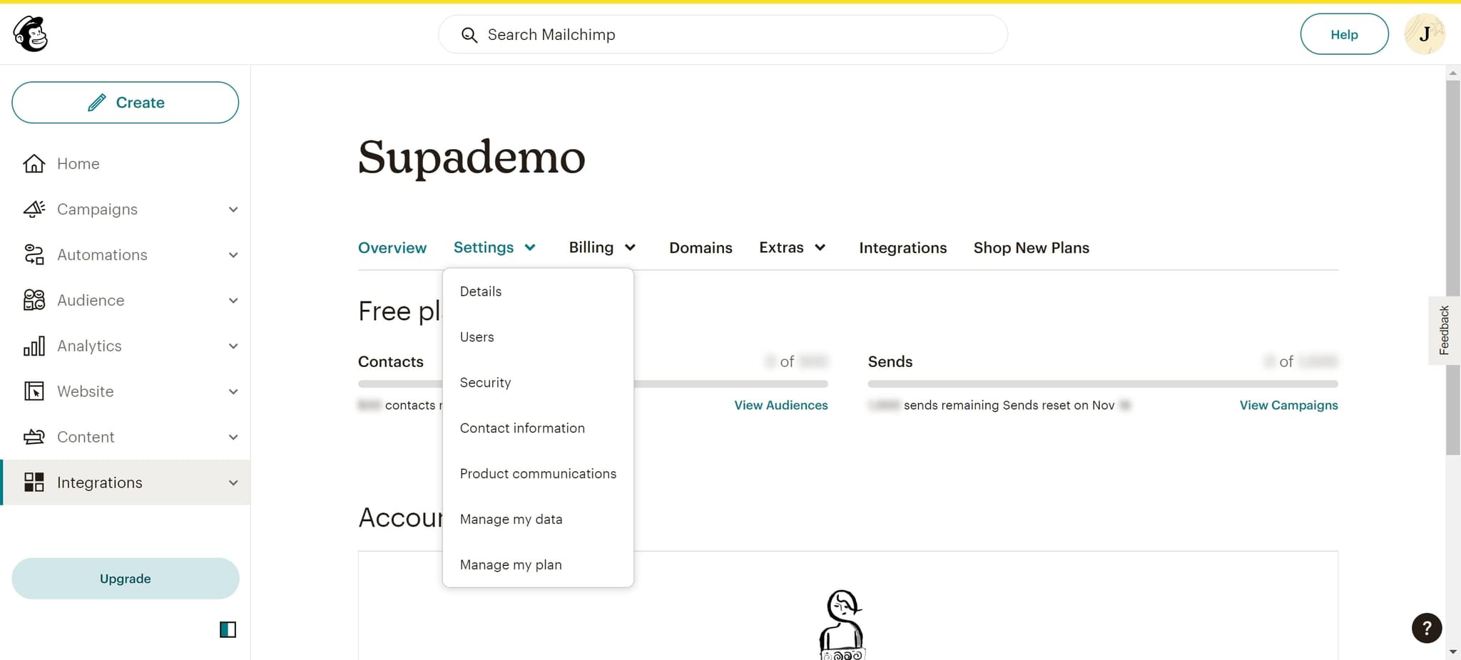 Open the Settings section