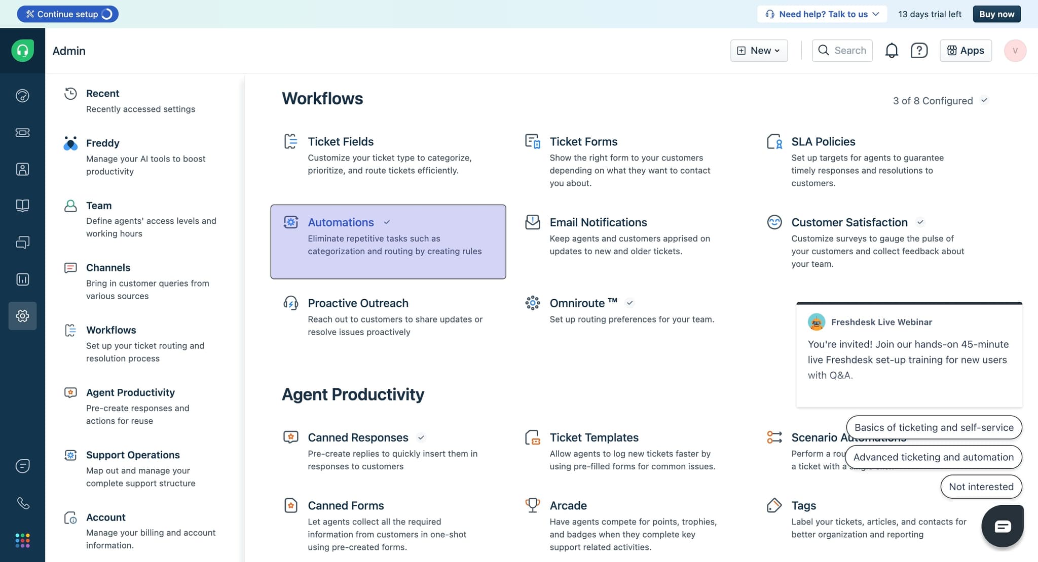Configure the action