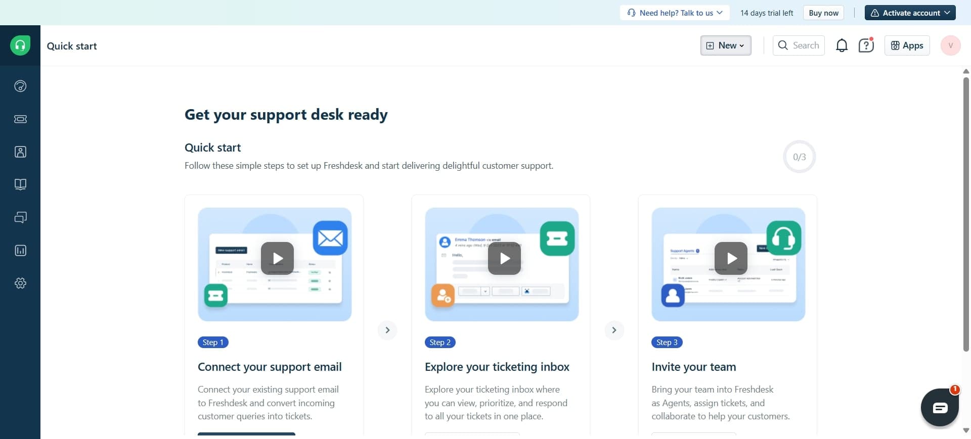 Access the Freshdesk dashboard
