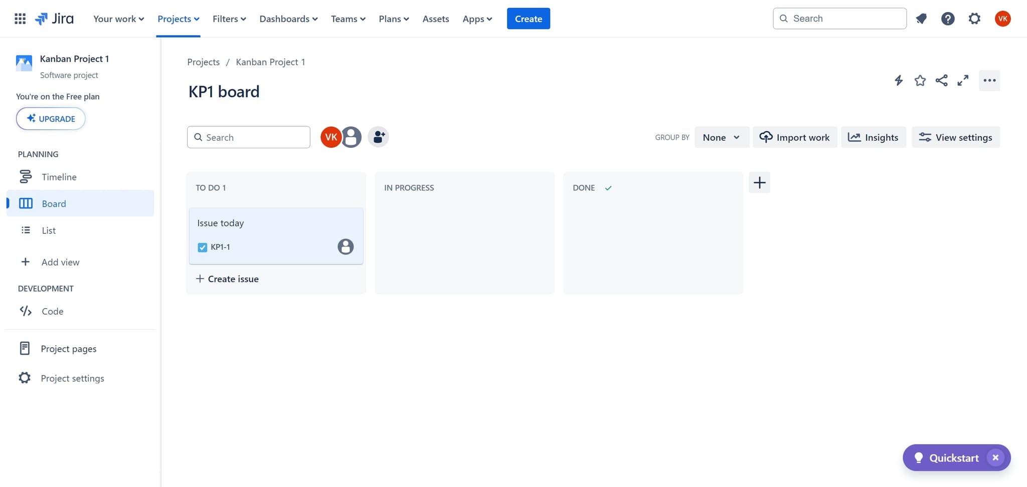 Open the Jira project