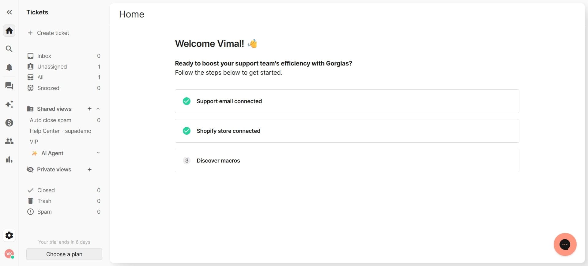Log in to your Gorgias account
