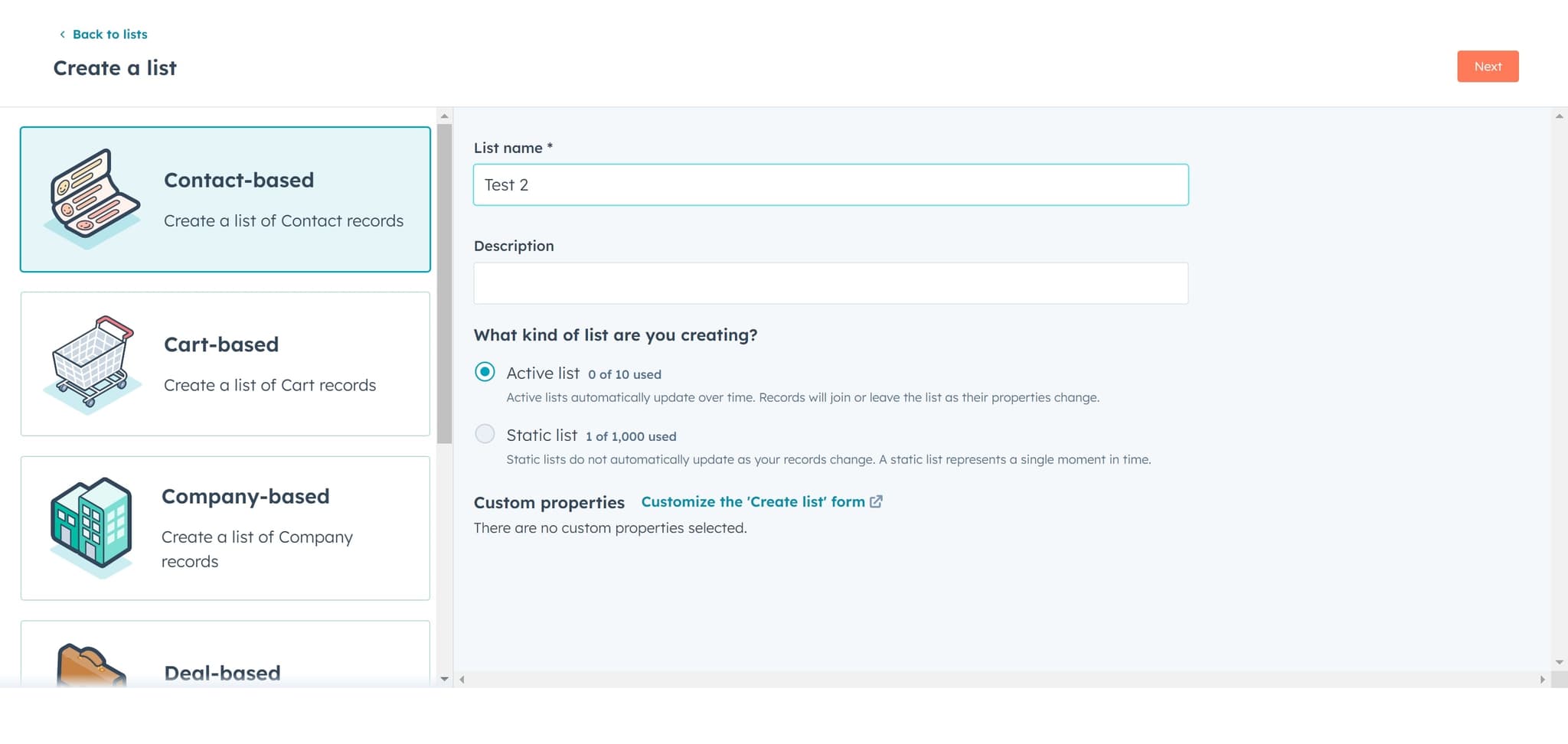 Configure list settings