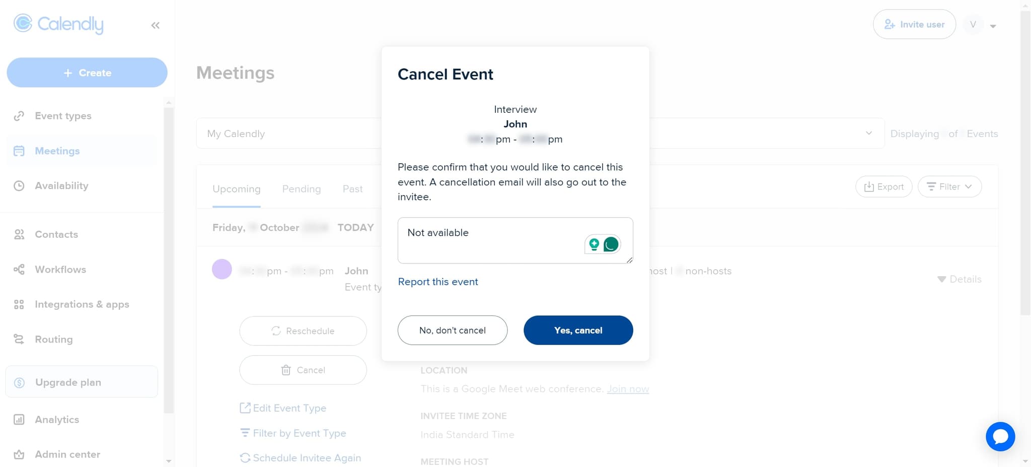 Confirm the cancellation