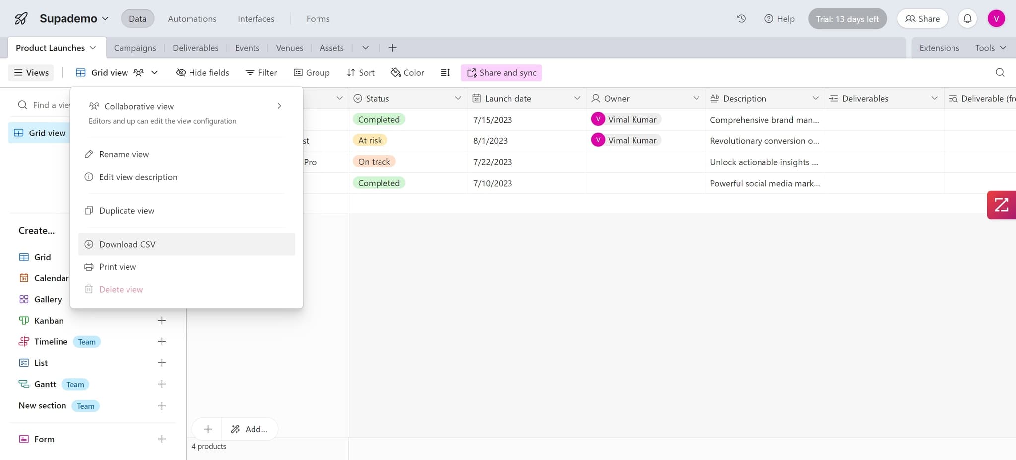 Download the CSV file