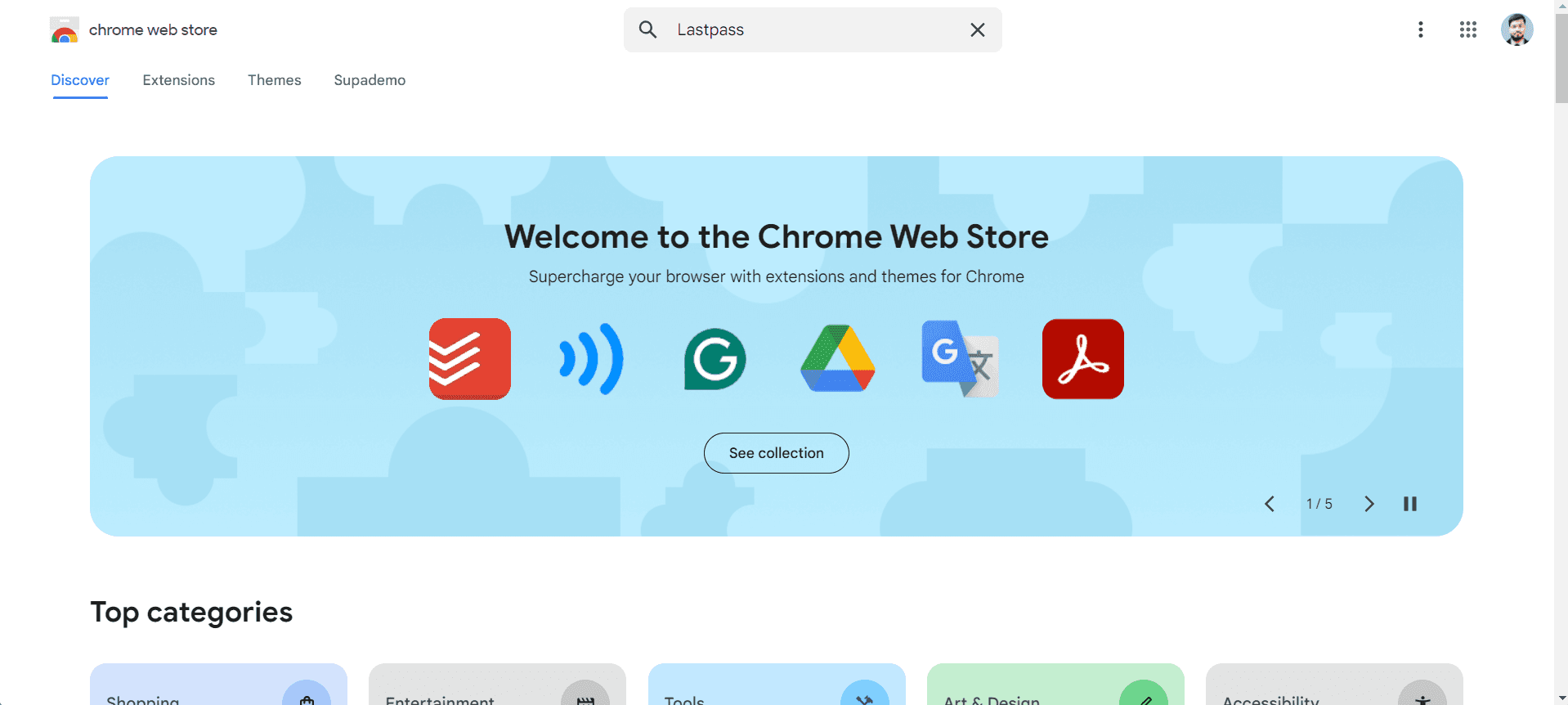 Search for LastPass extension