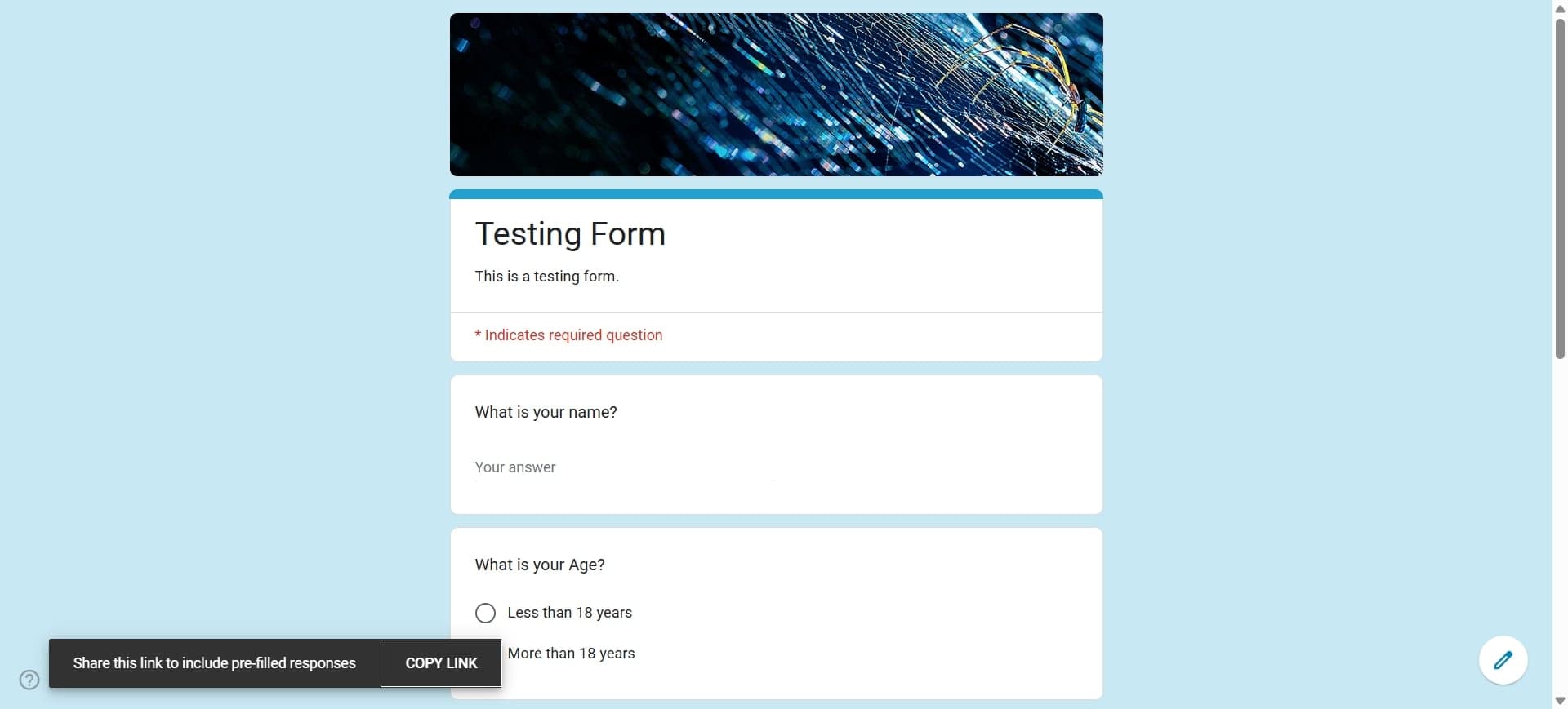 Share the prefill link