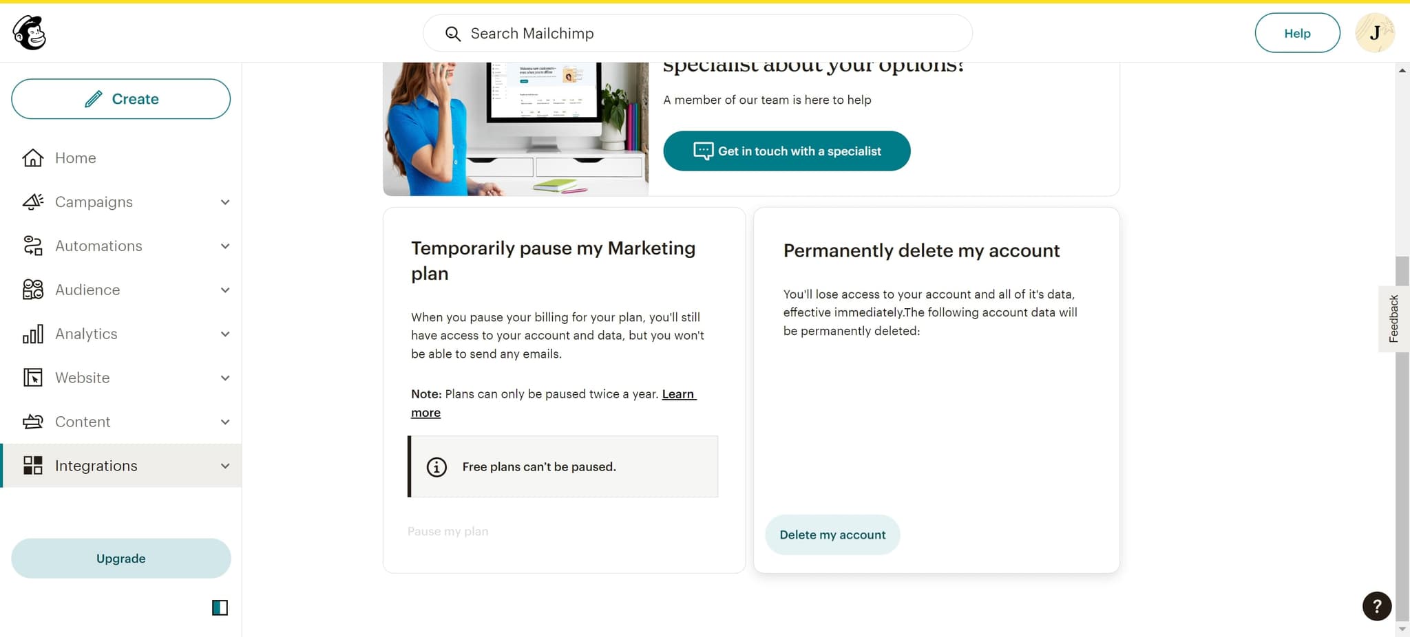 Select Delete my account