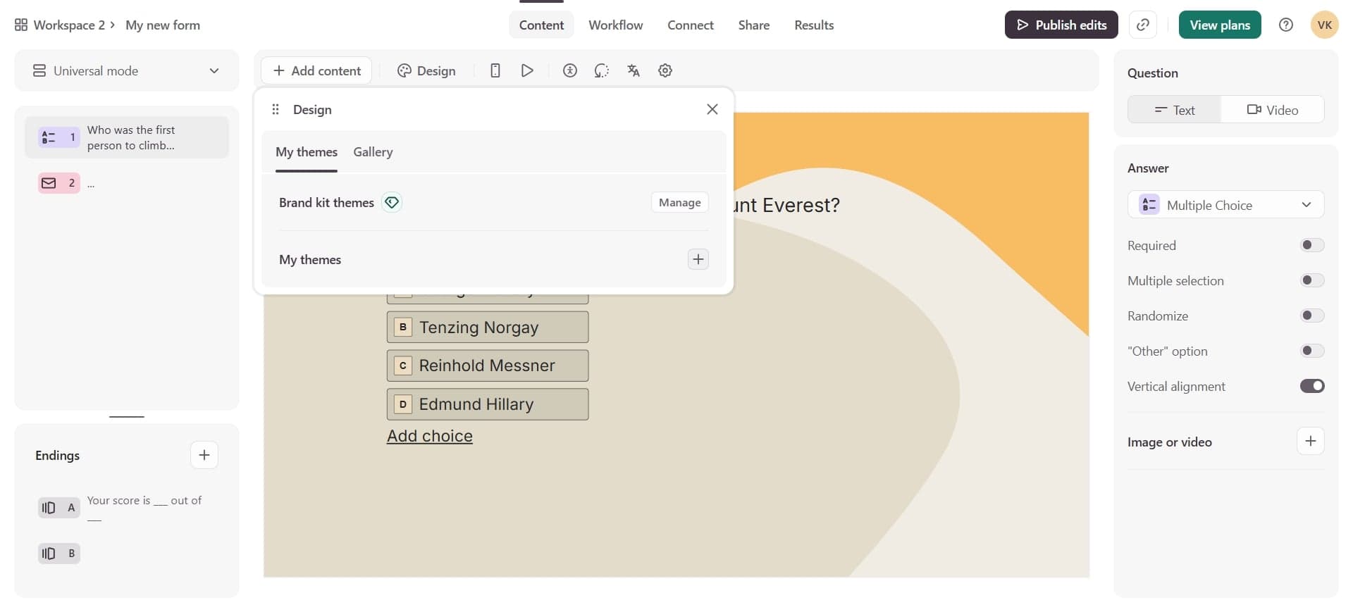 Customize the form colors