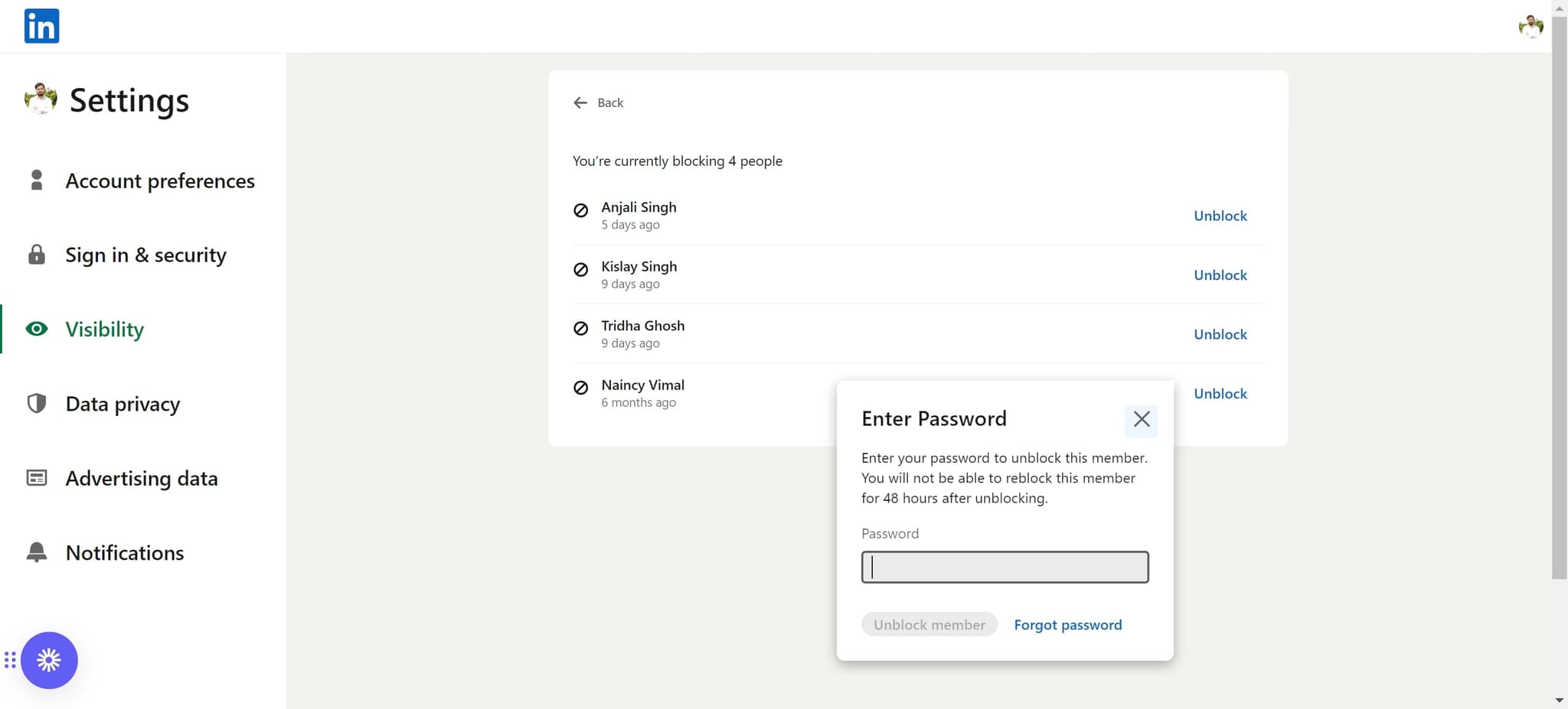 Select the blocked member