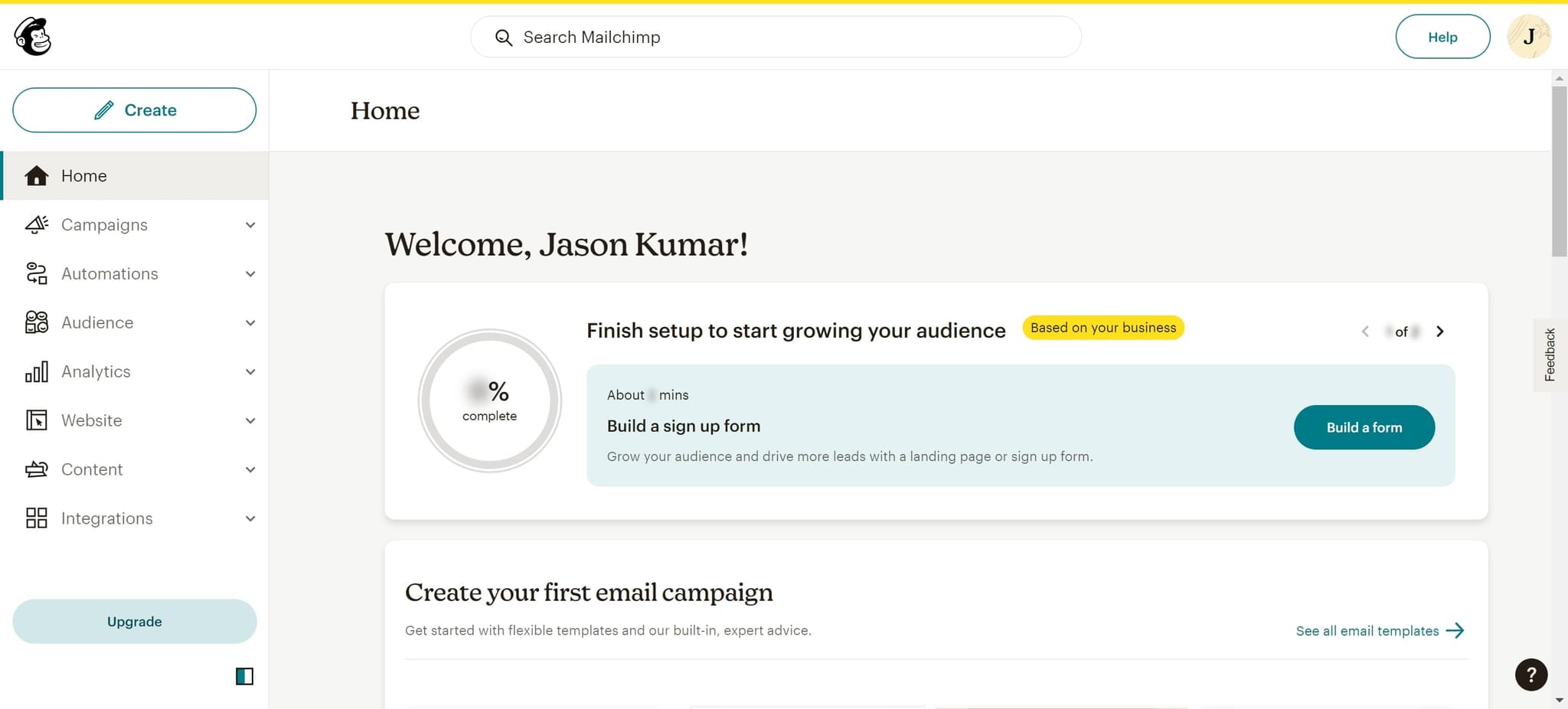 Access your account menu