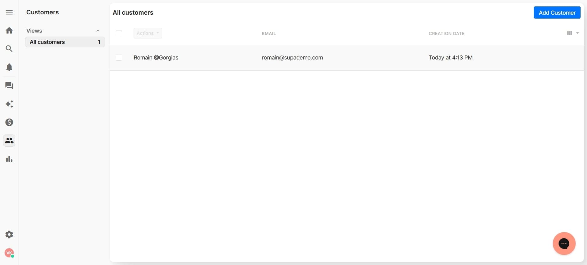 Navigate to Customers section