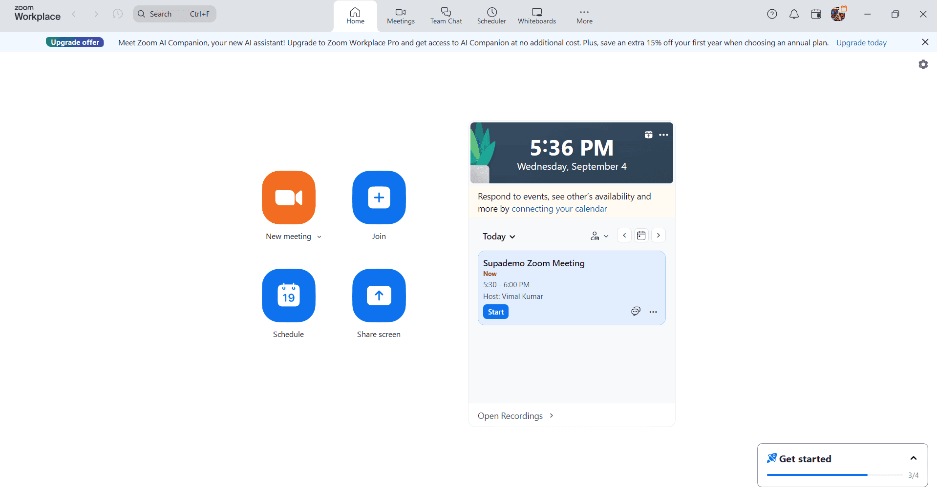 Open Zoom and log in