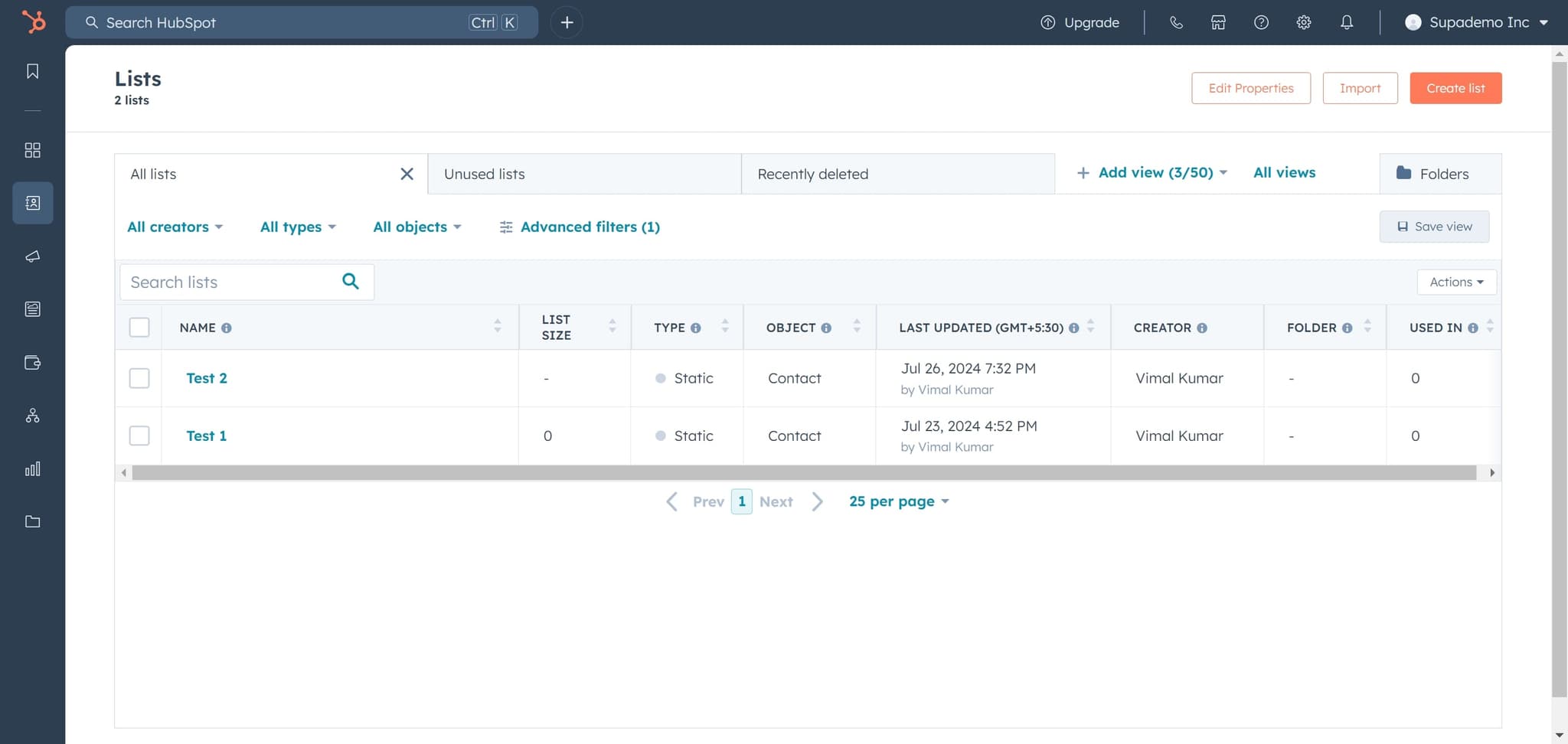 Access your new list