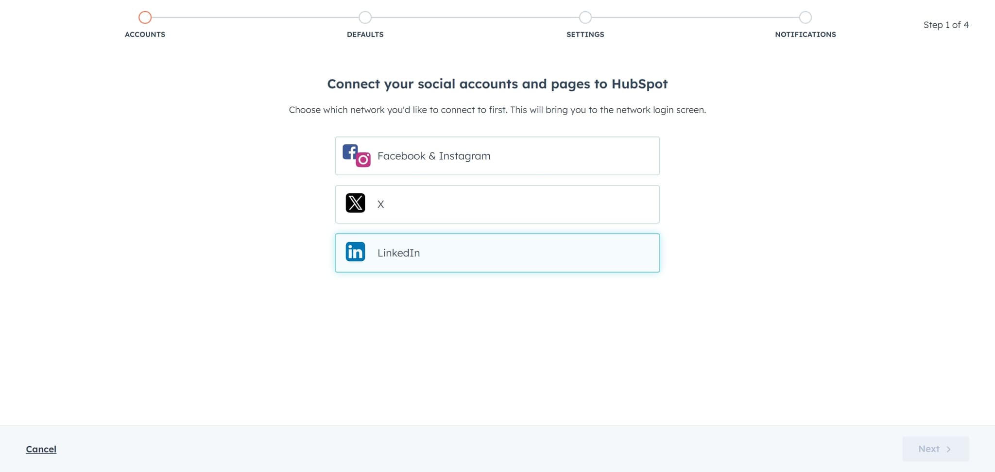 Choose LinkedIn as Platform