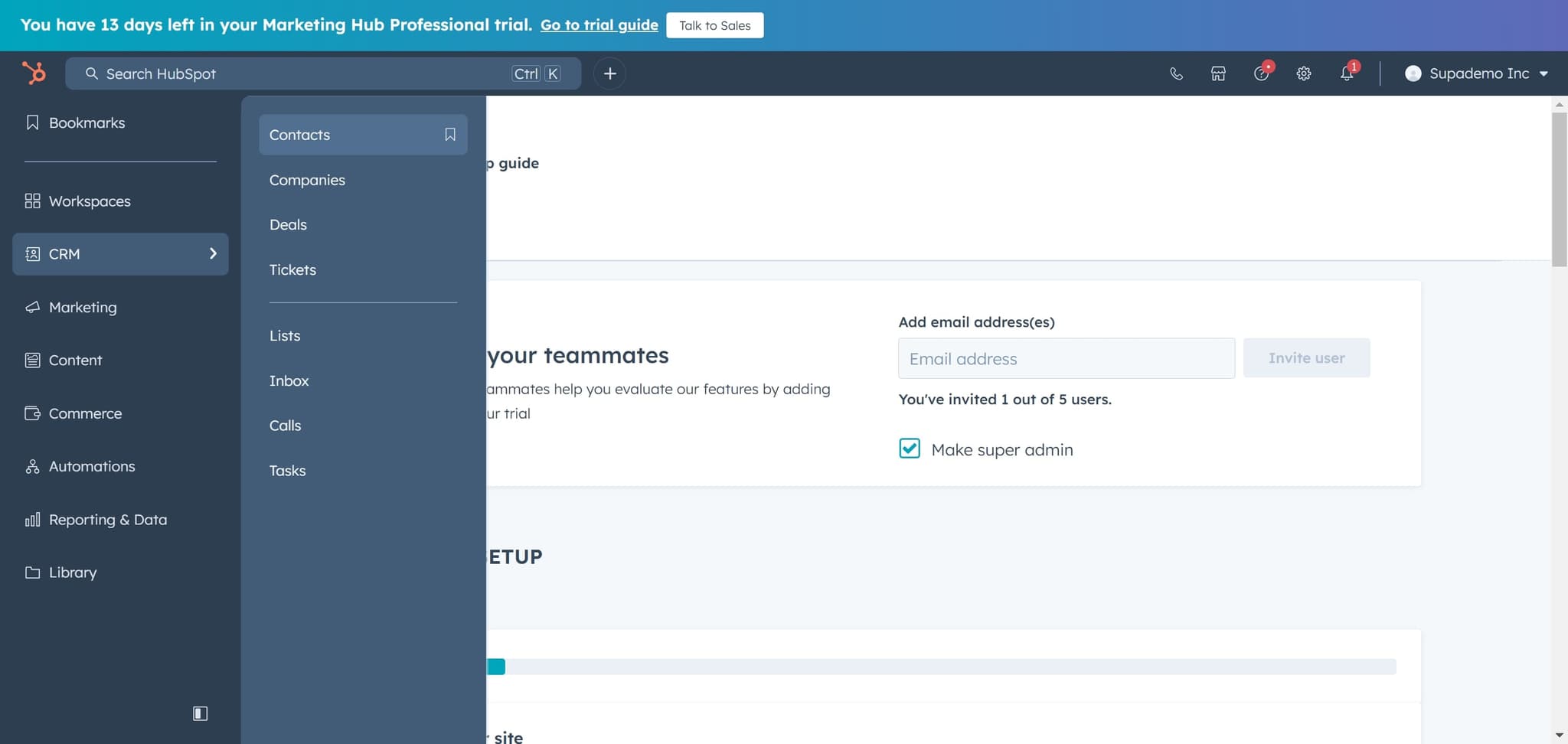 Open Contacts Section
