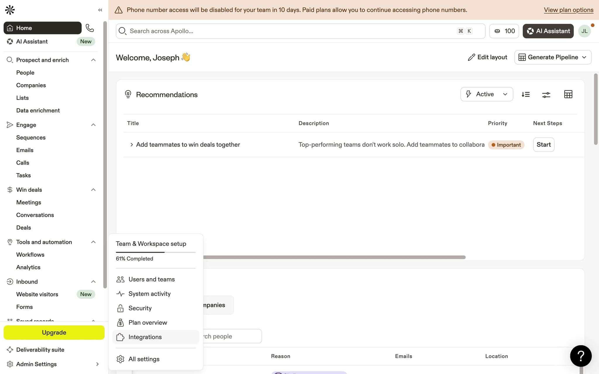 Navigate to Integrations