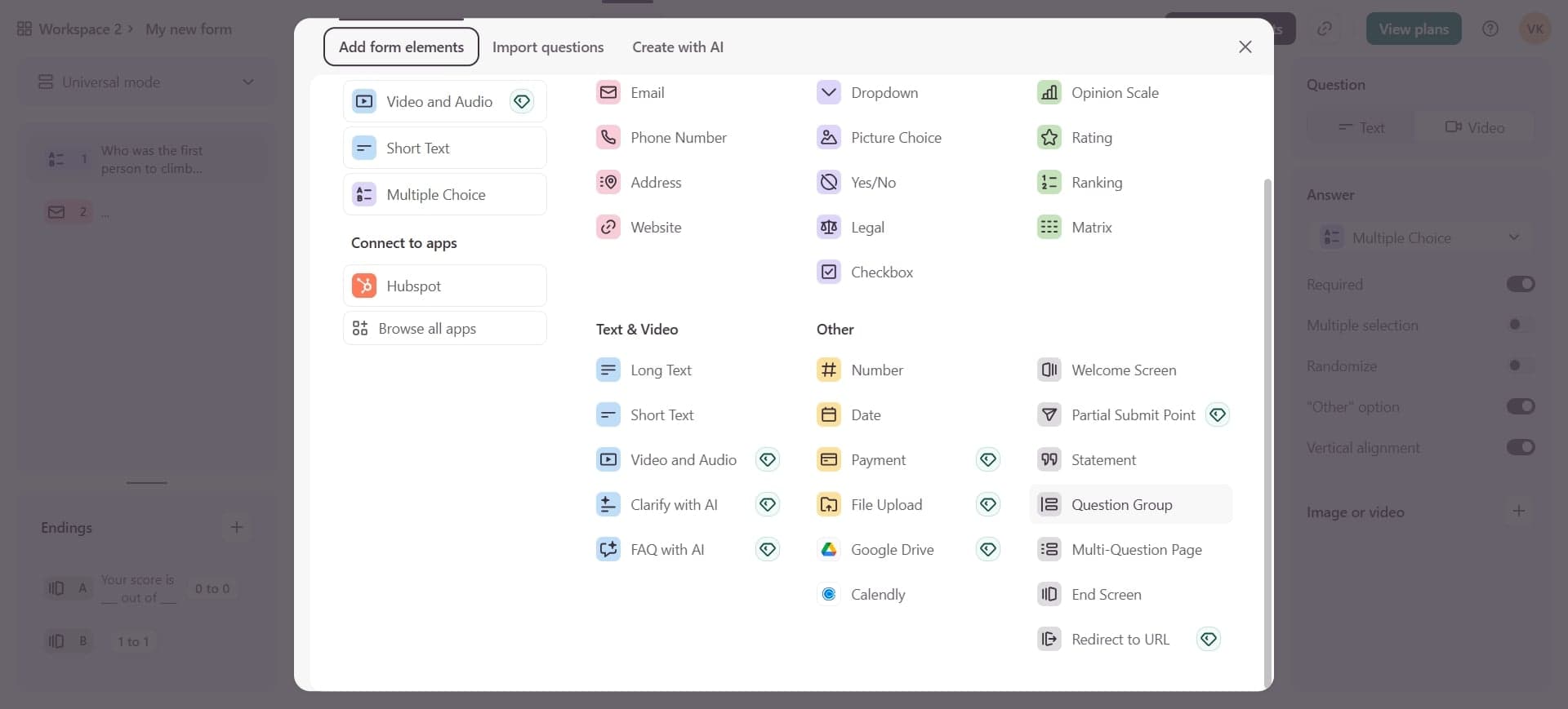 Add questions to the group