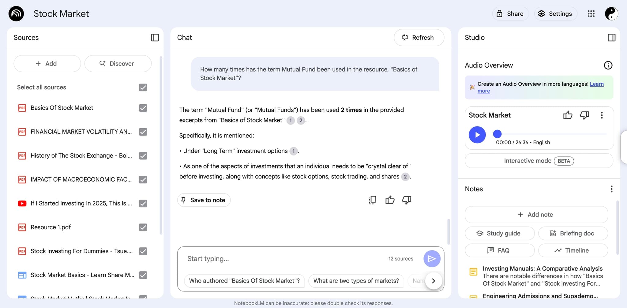 Generate the audio overview