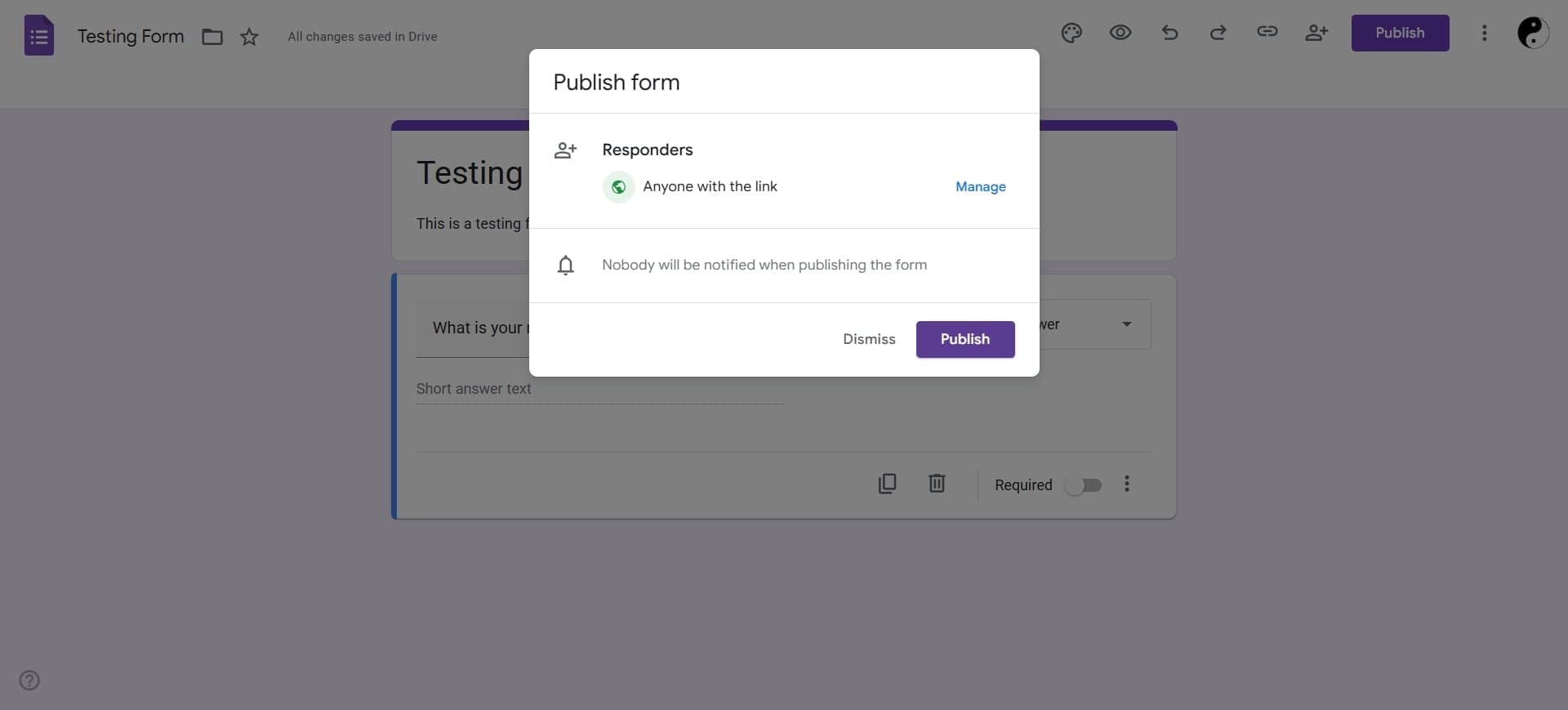 Copy the shareable link