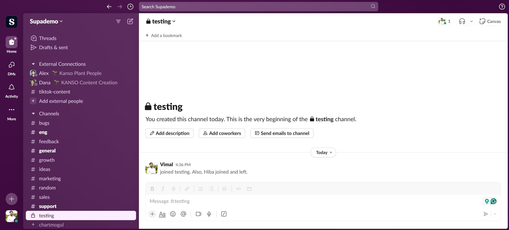 Open Slack and start setup