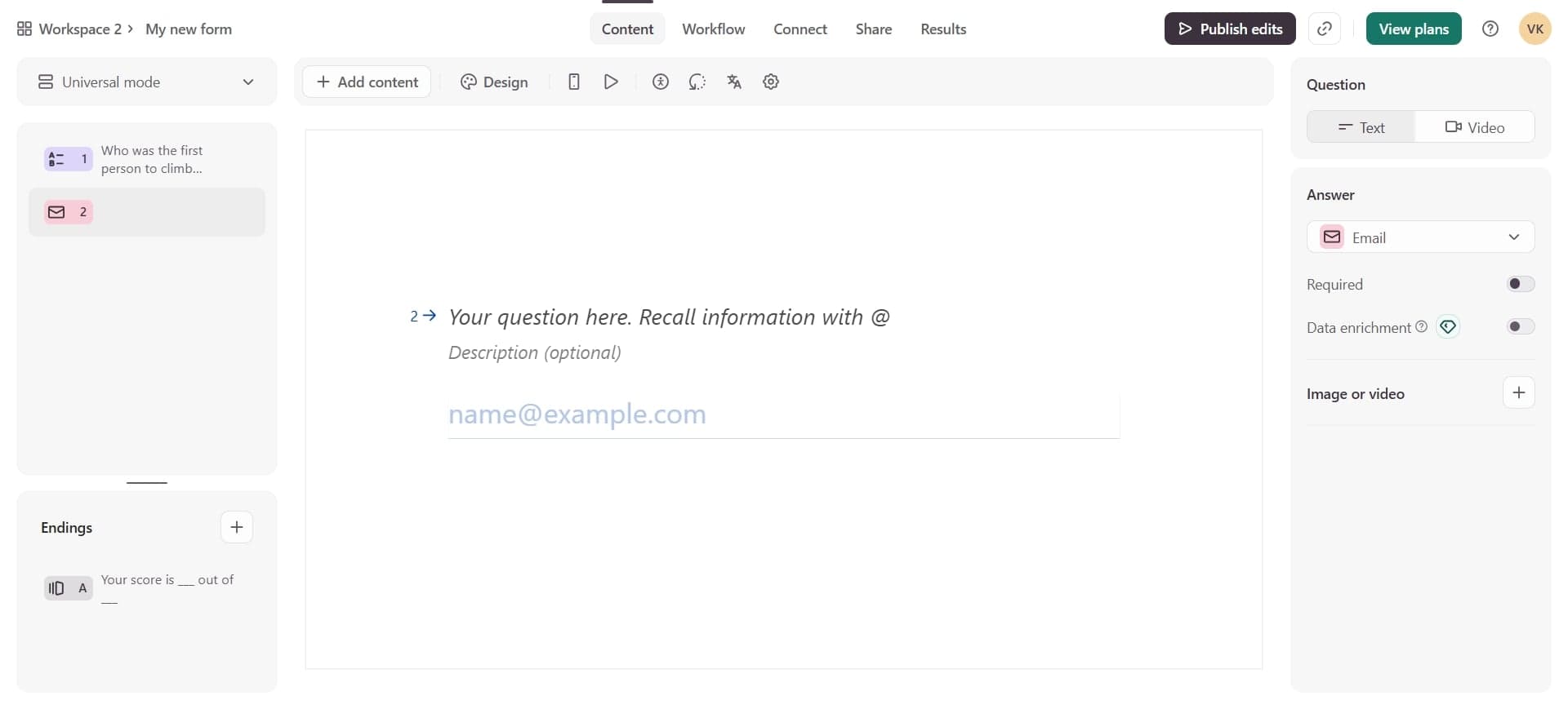 Configure email field settings