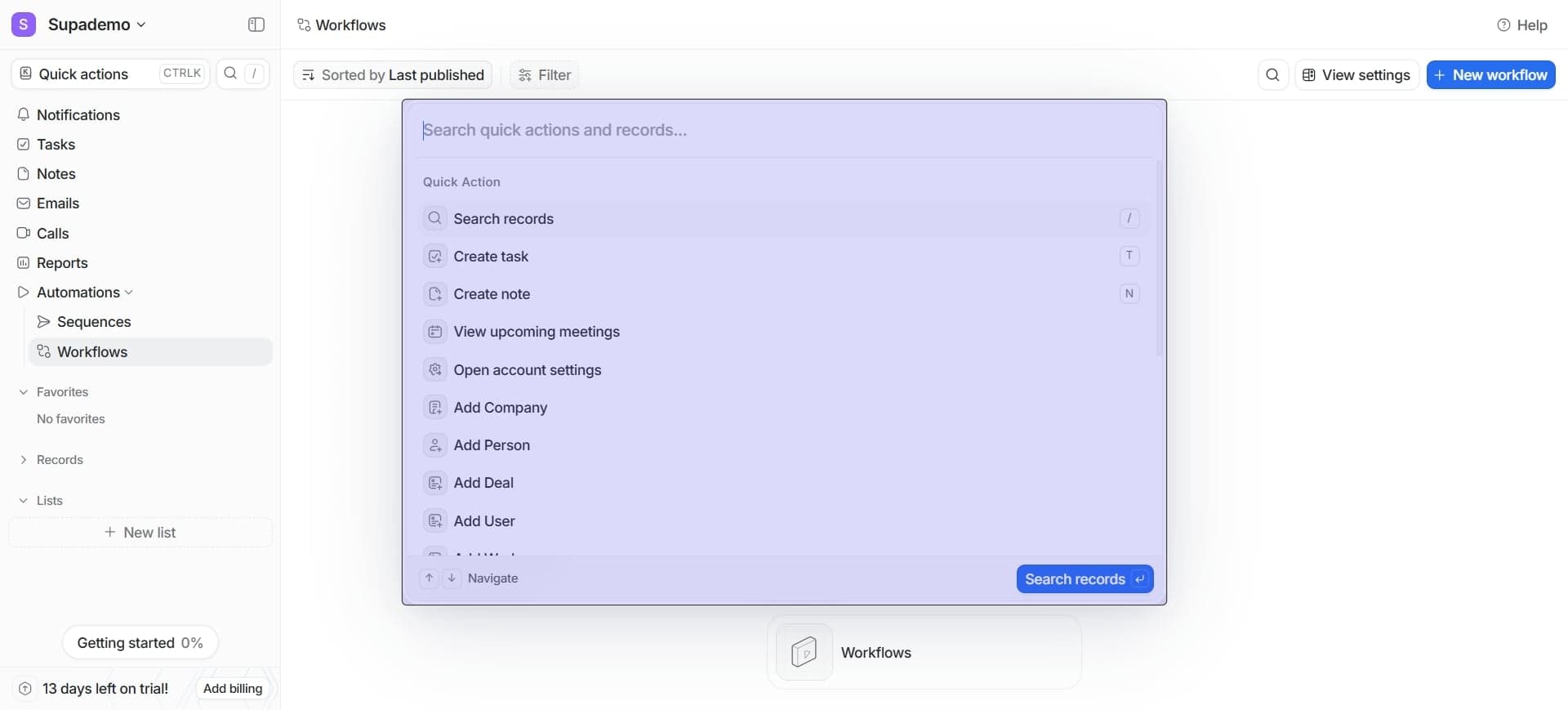 Review the top navigation bar