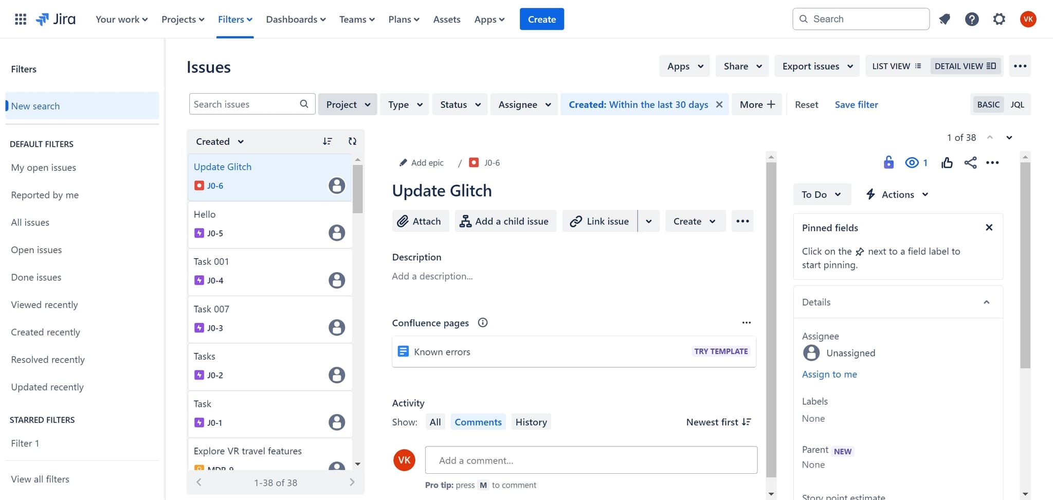 Configure filter criteria