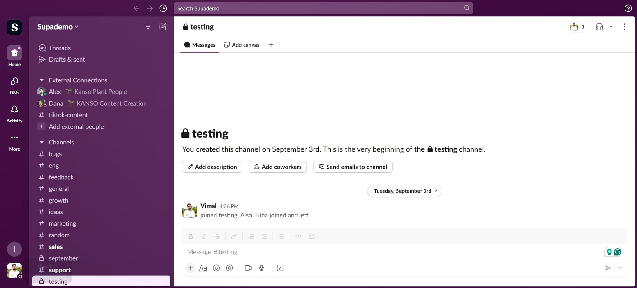 Access the status menu
