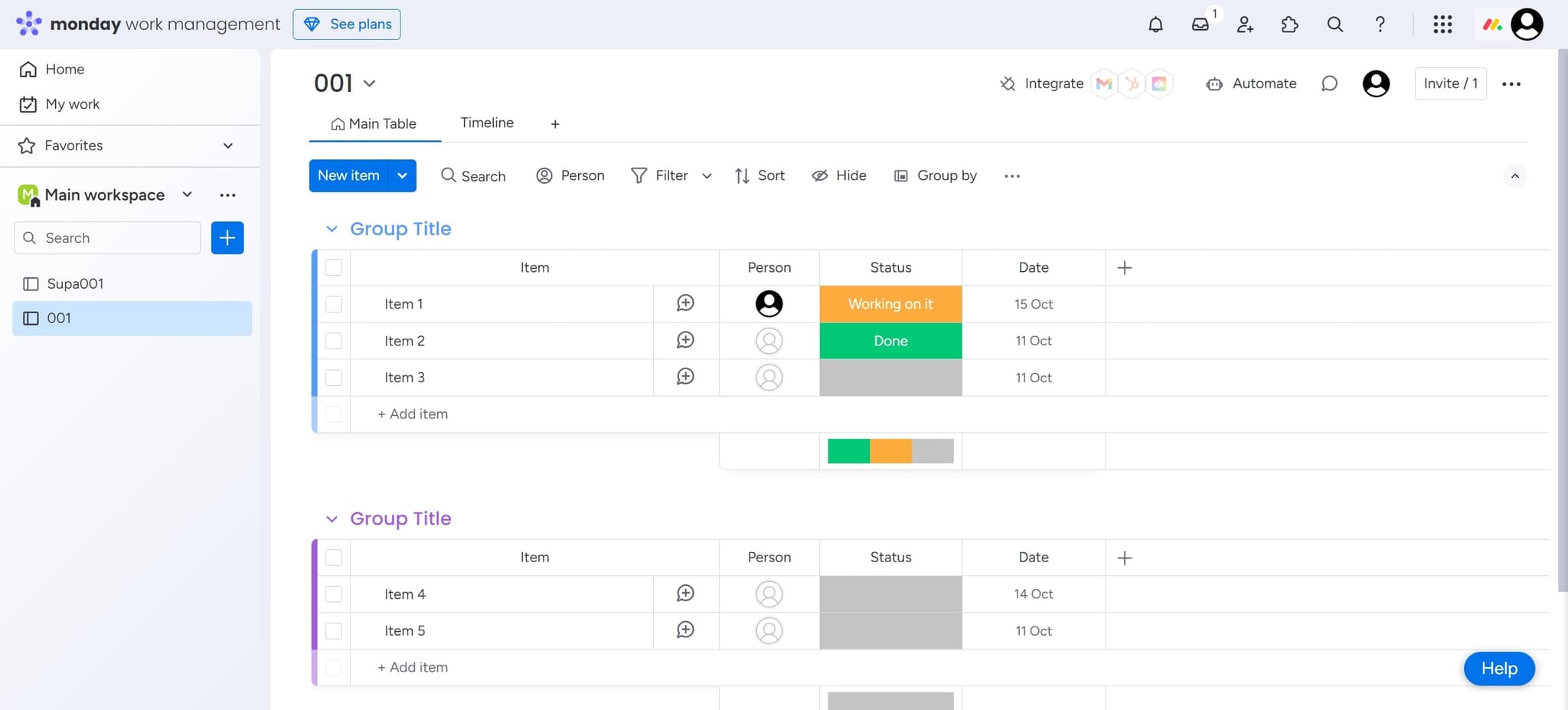 Access the board view menu
