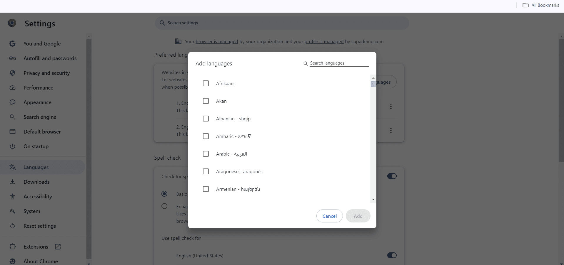 Select Preferred languages