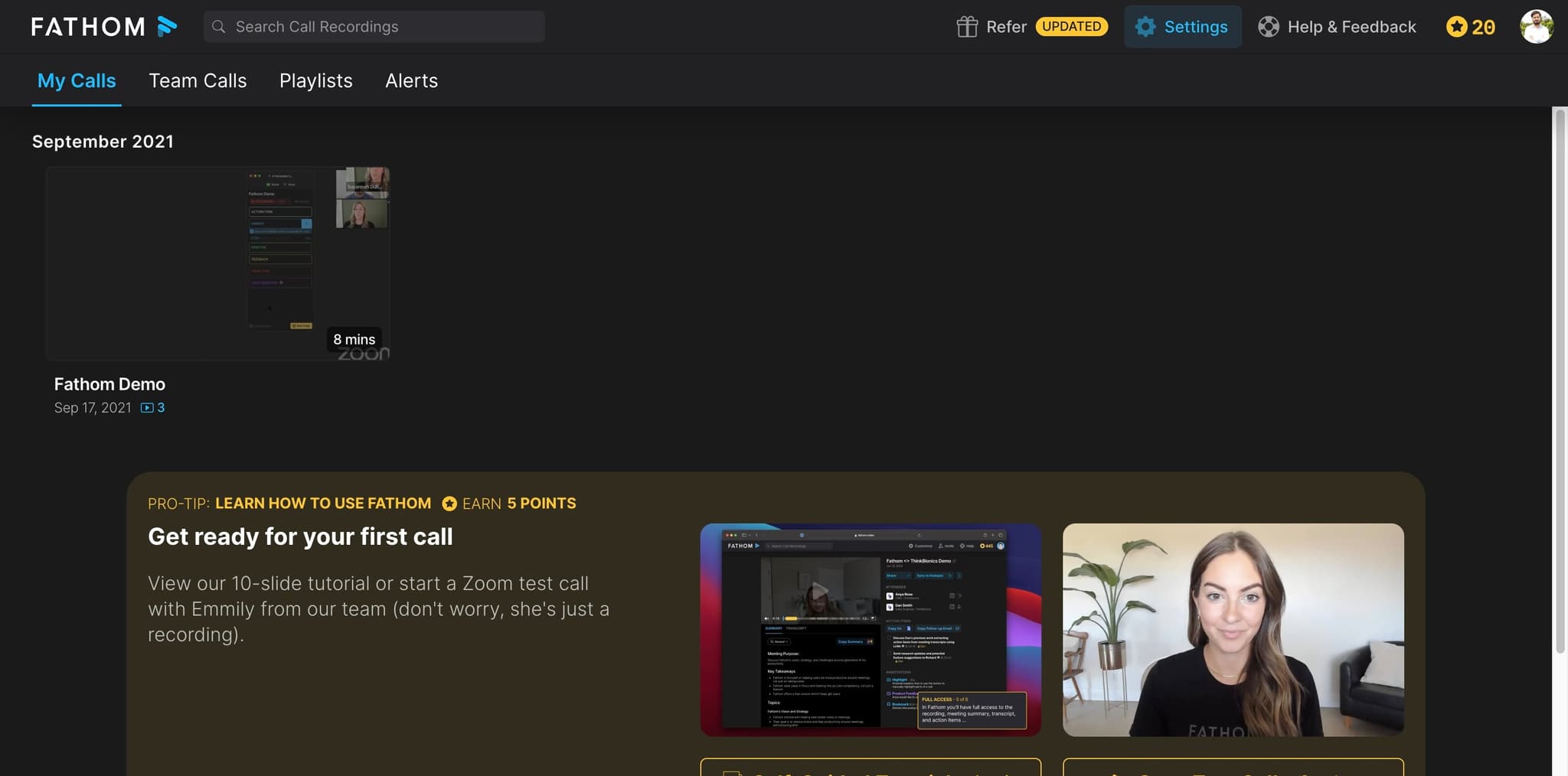 Navigate to Fathom's Zoom integration page