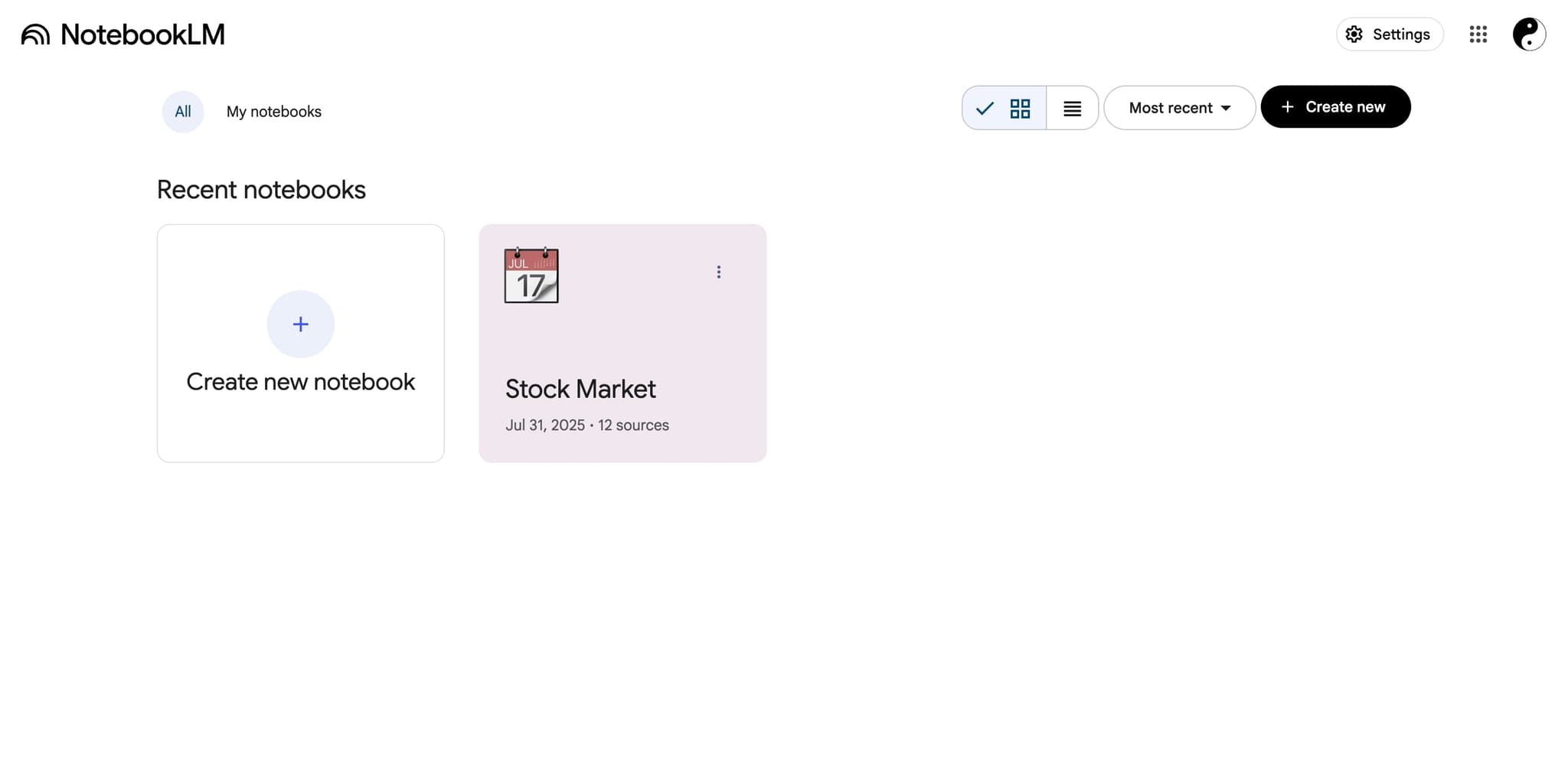 Open NotebookLM and access your notebook