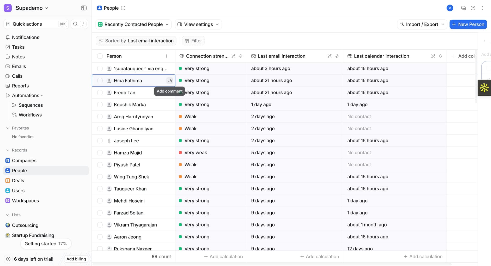 Click the comment input field