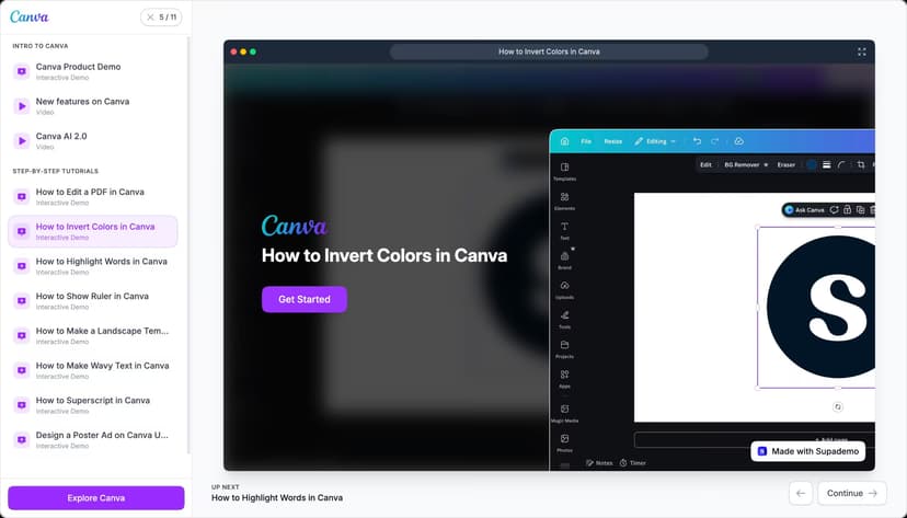 Canva step-by-step tutorials