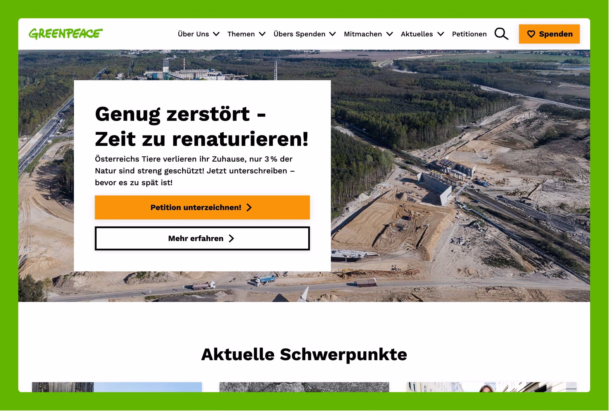 Greenpeace CEE demo screenshot