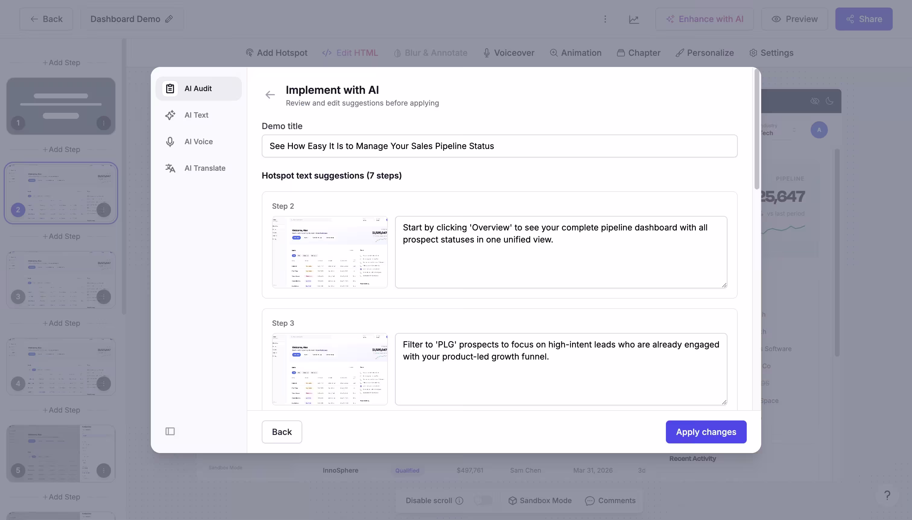 Audit and optimize demo performance with AI feature