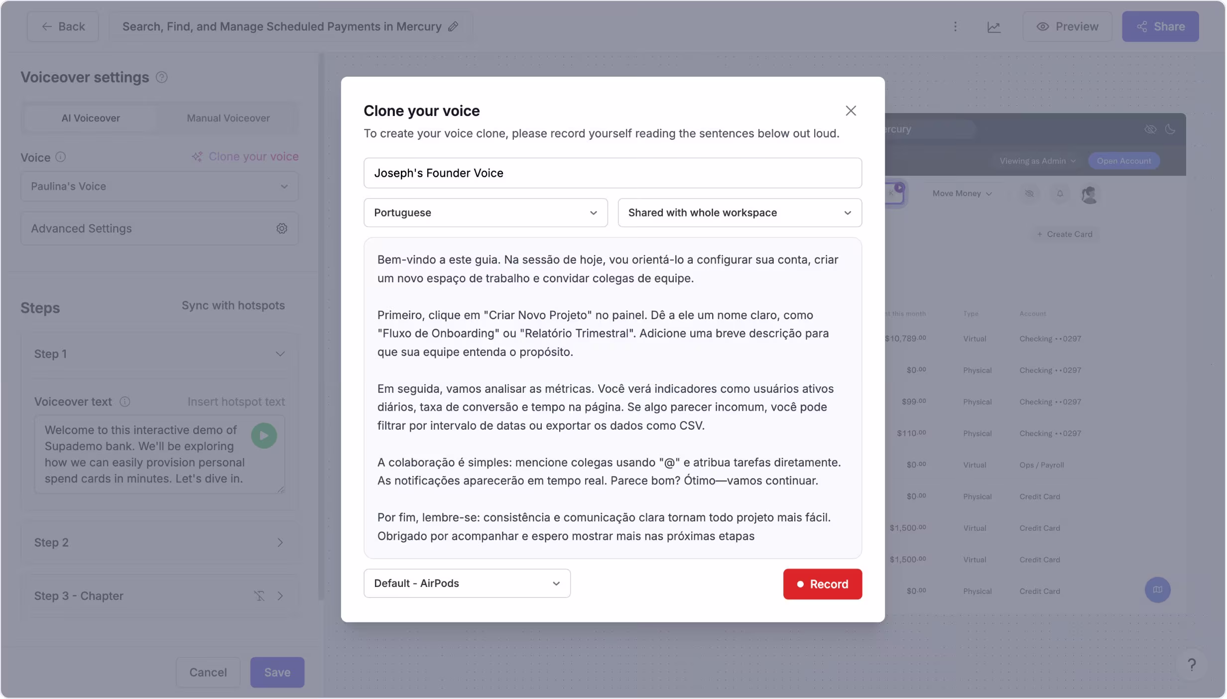 AI Voice Cloning feature