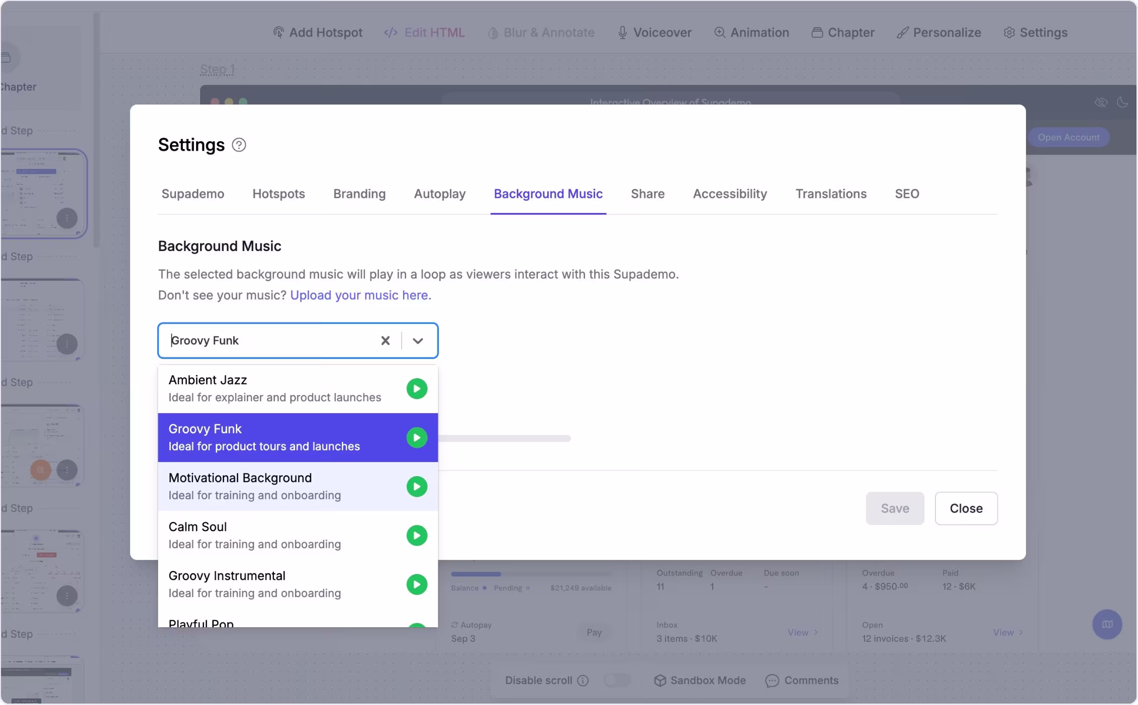 Background Music feature