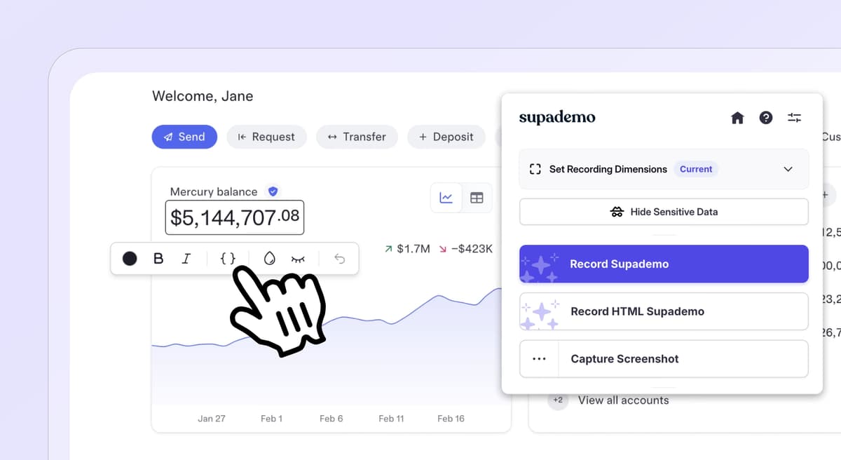 Create a highly engaging, interactive demo in 2 minutes. For free, no credit card required.