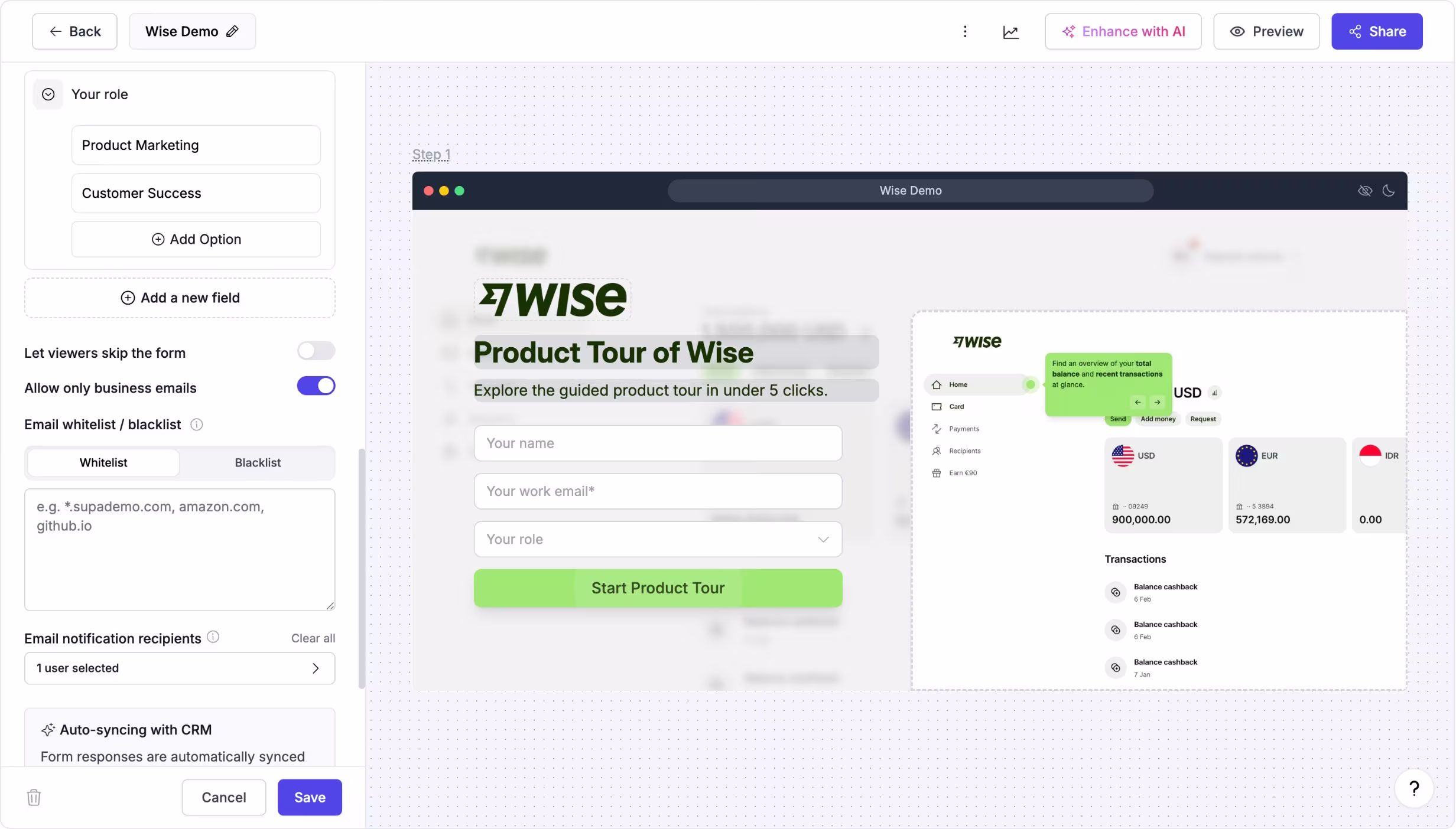 Forms feature