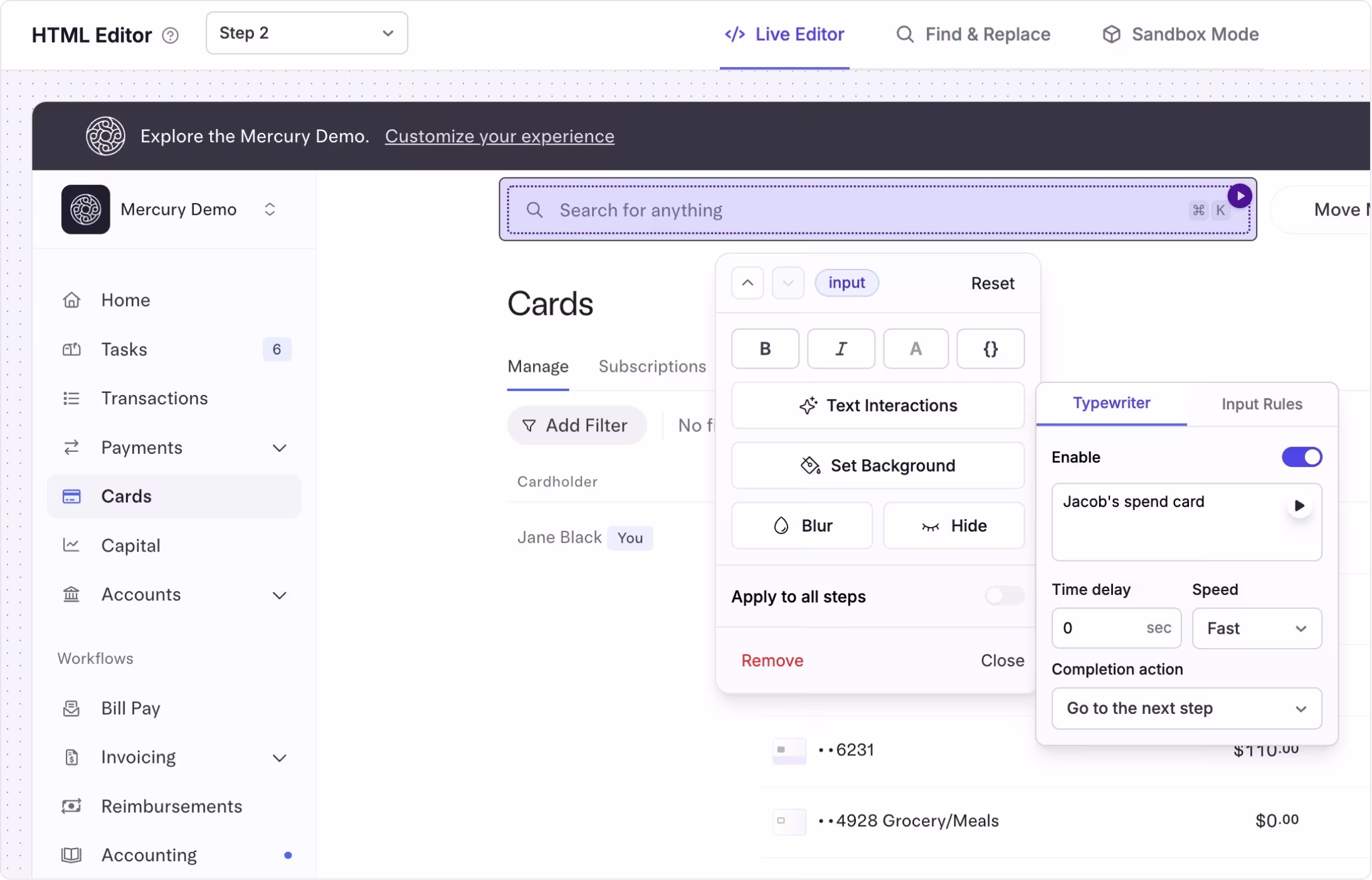 Typewriter Effect feature