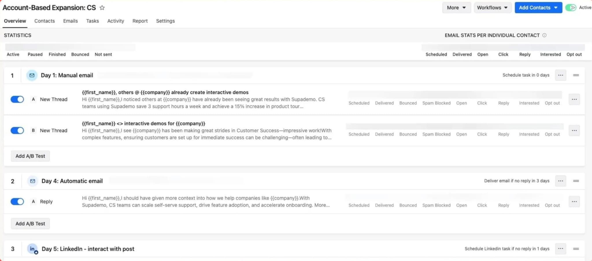 Apollo outreach campaign with personalized messaging and department-specific templates
