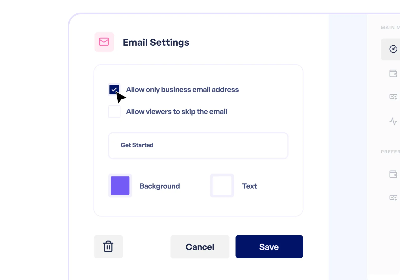 Built-in email capture and surveys