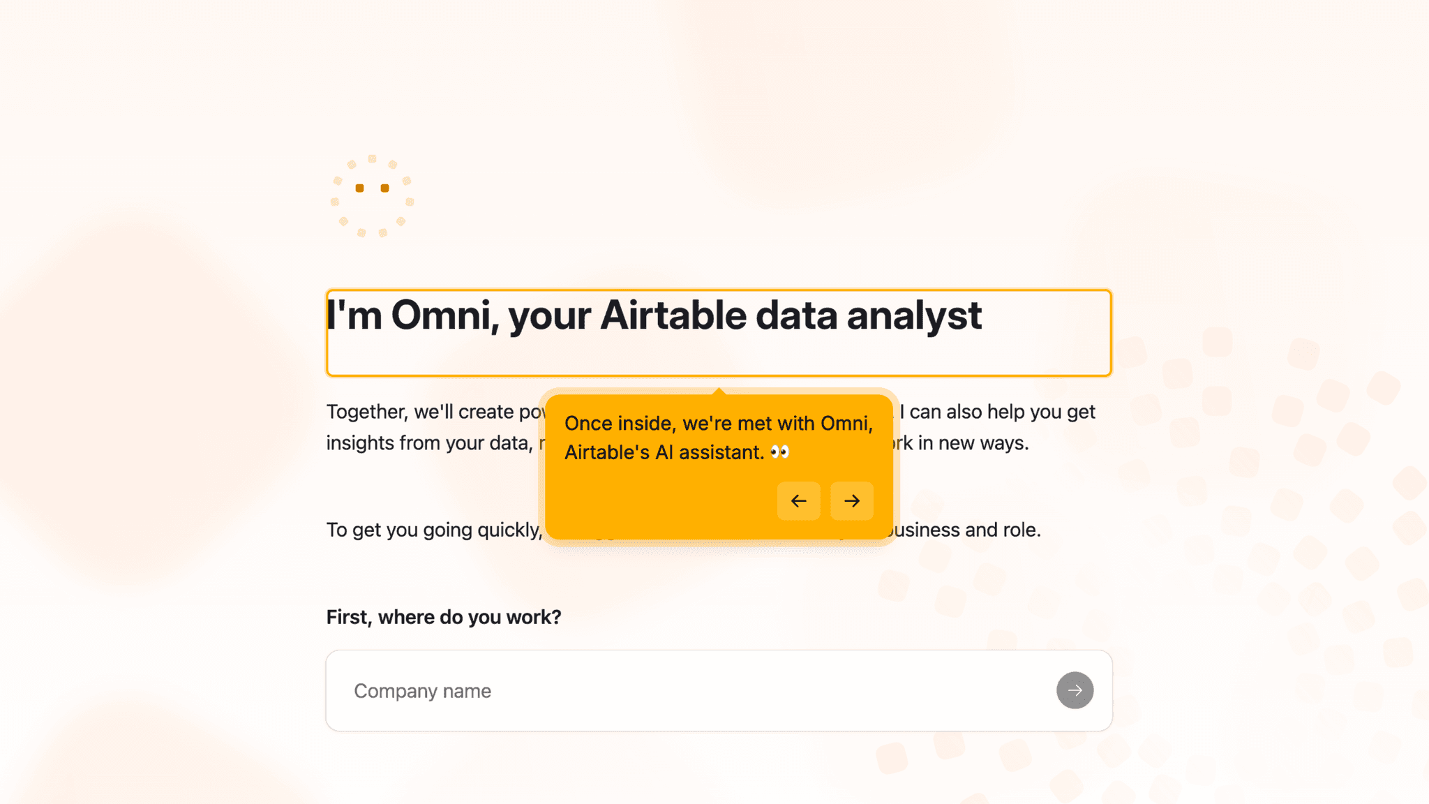 Omni's chat interface makes demographic data collection feel like configuration, not a form.