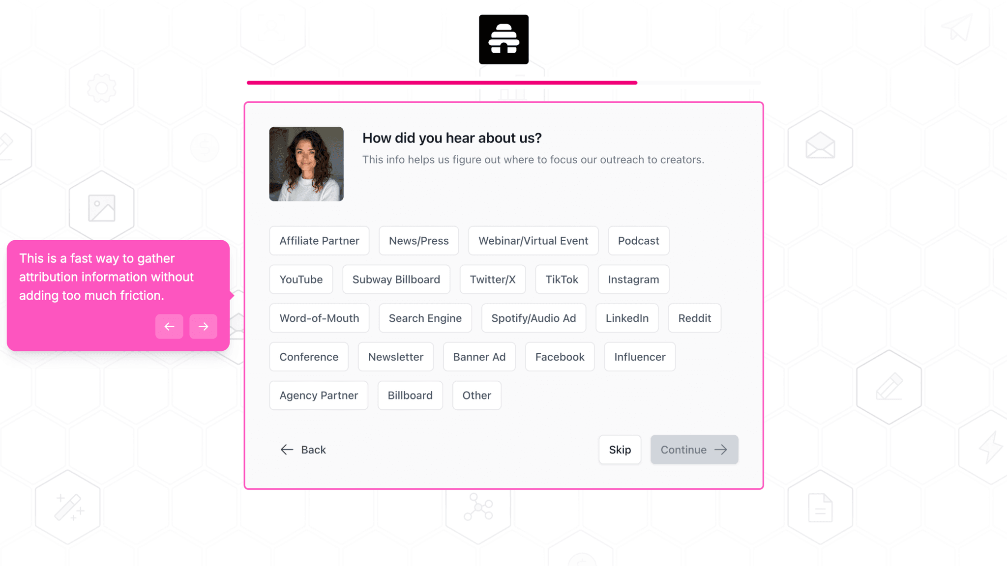 Experience and origin questions during signup don't appear to change the workspace experience, but they create momentum.