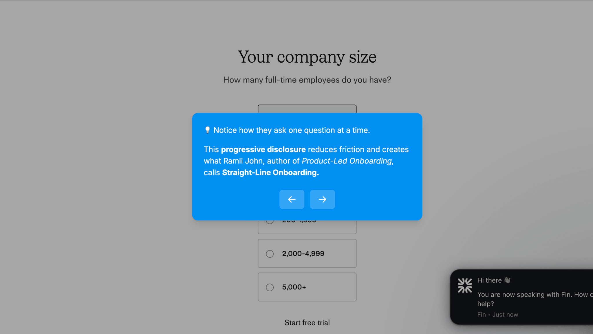 Intercom onboarding screenshot