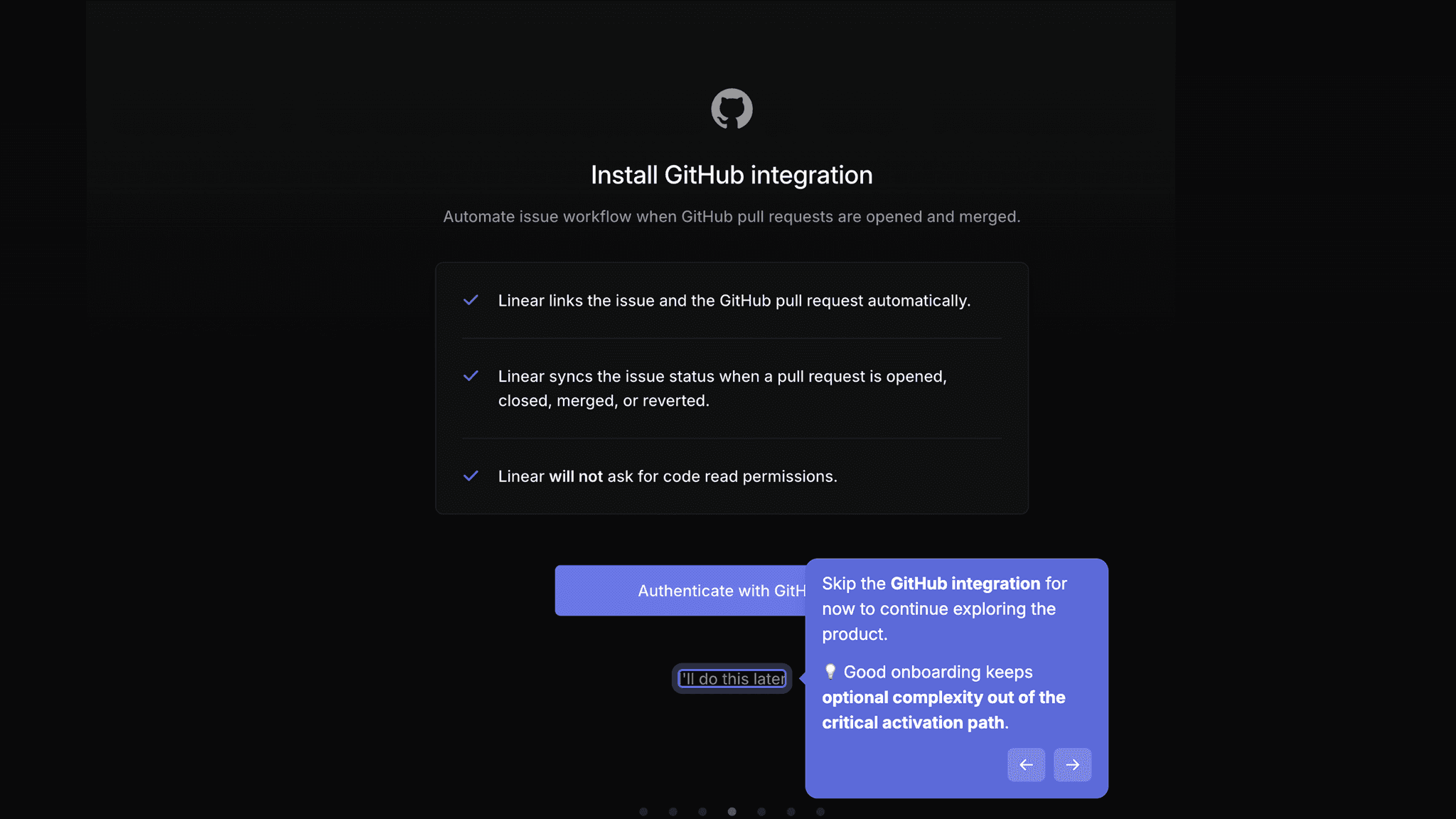 GitHub integration and teammate invites are both optional and skippable.