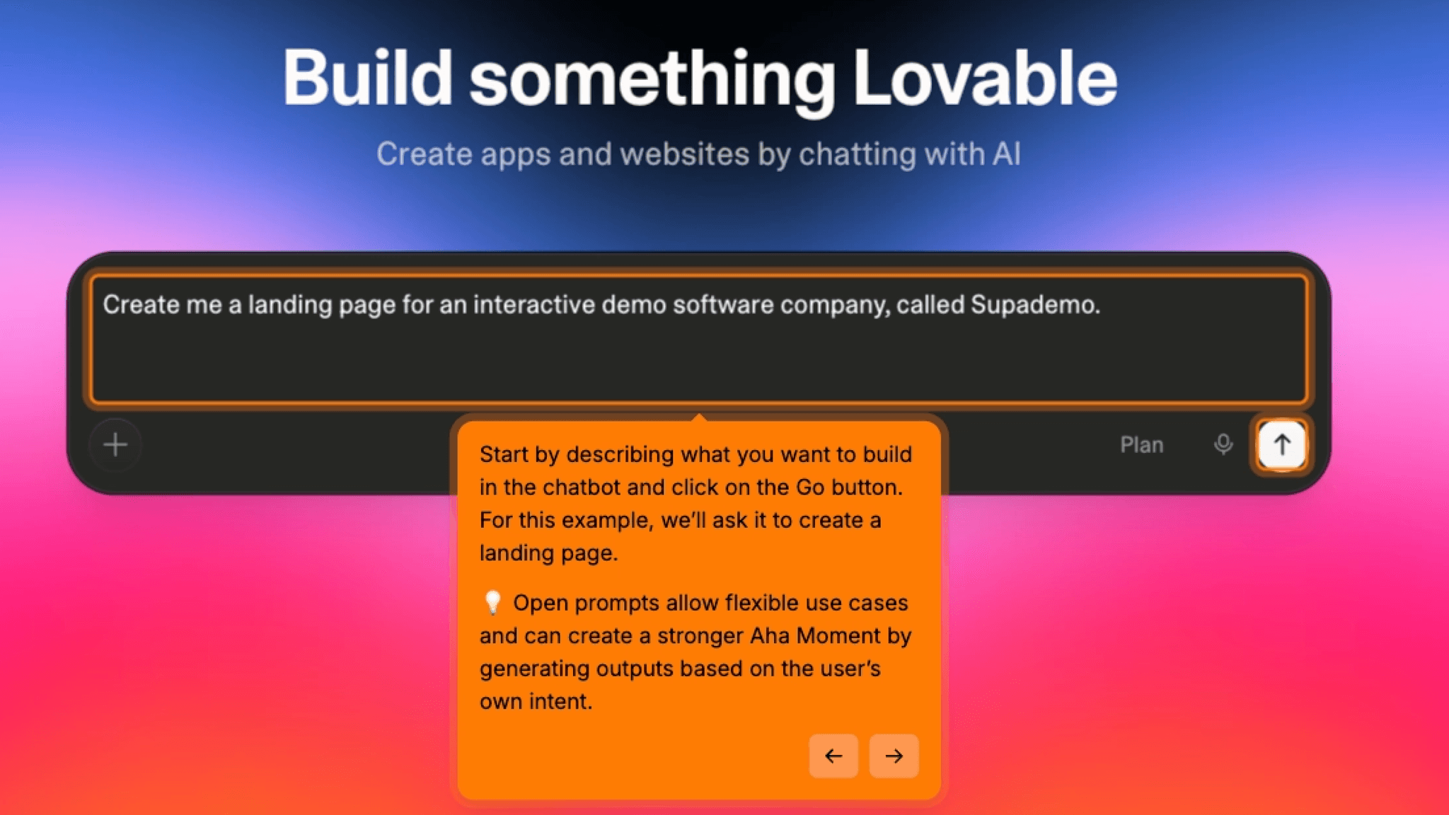 Lovable onboarding screenshot