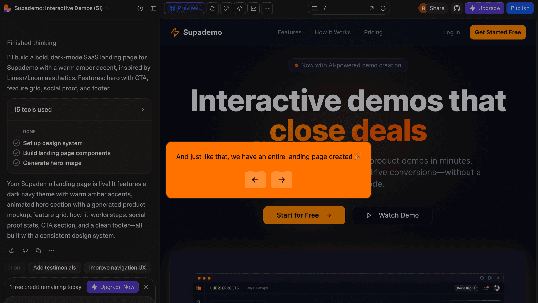 The empty state is a prompt input, not a blank canvas.